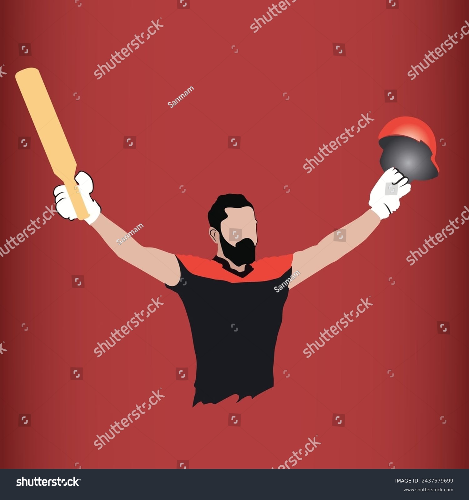 SVG of Indian cricket Player in red jersey vector Indian league cricket player svg