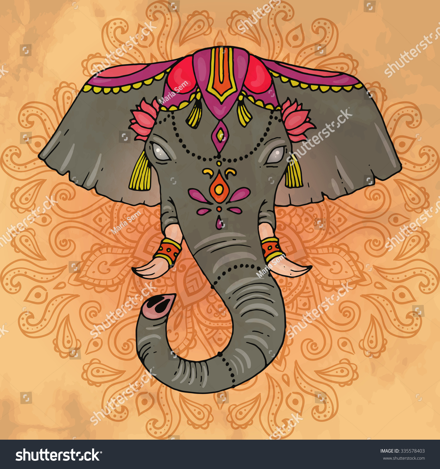 Indian Decorated Elephant Vector Illustration Perfect Stock Vector ...