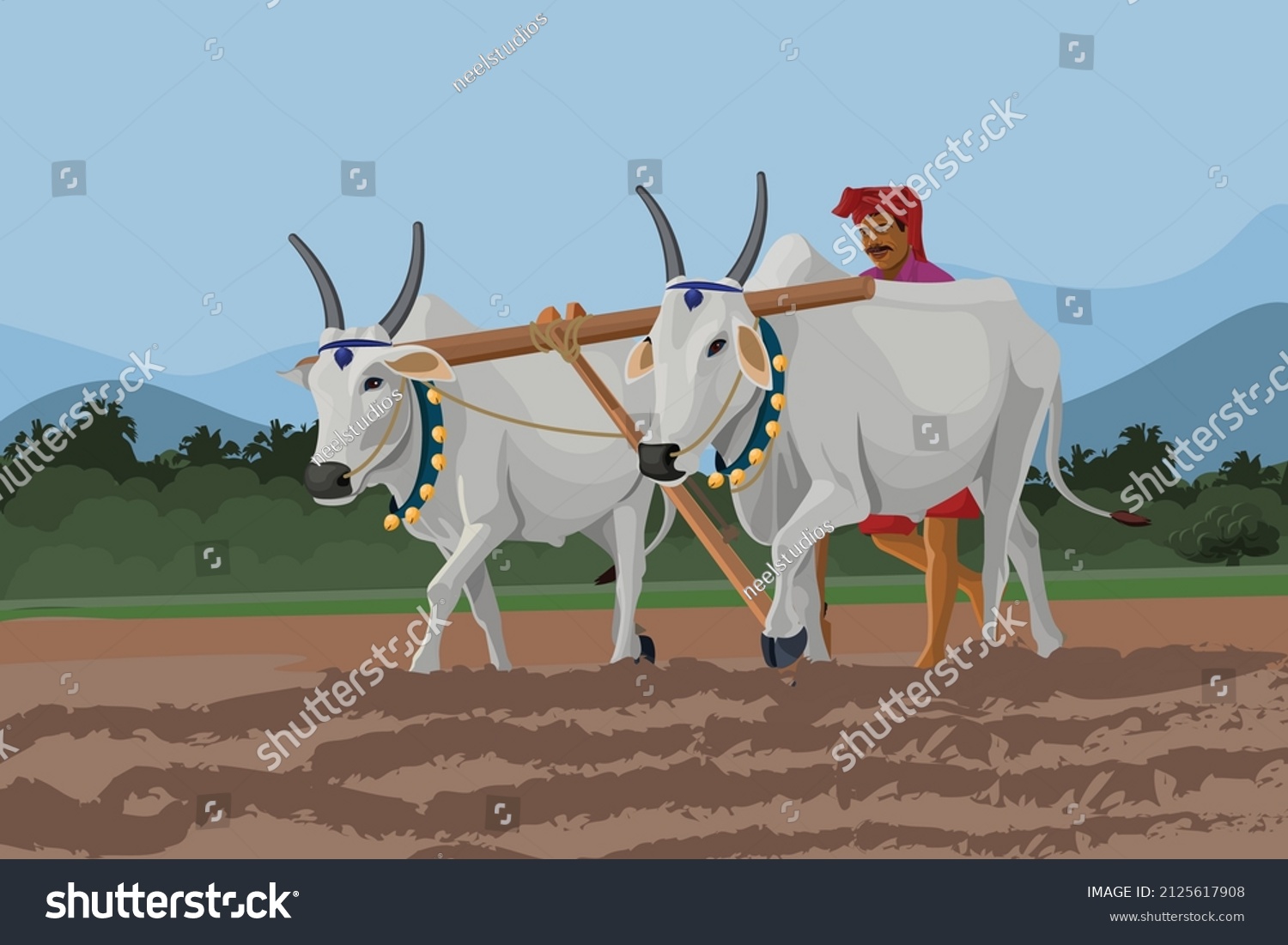 Indian Farmer Traditional Agriculture for Your Stock Vector (Royalty ...