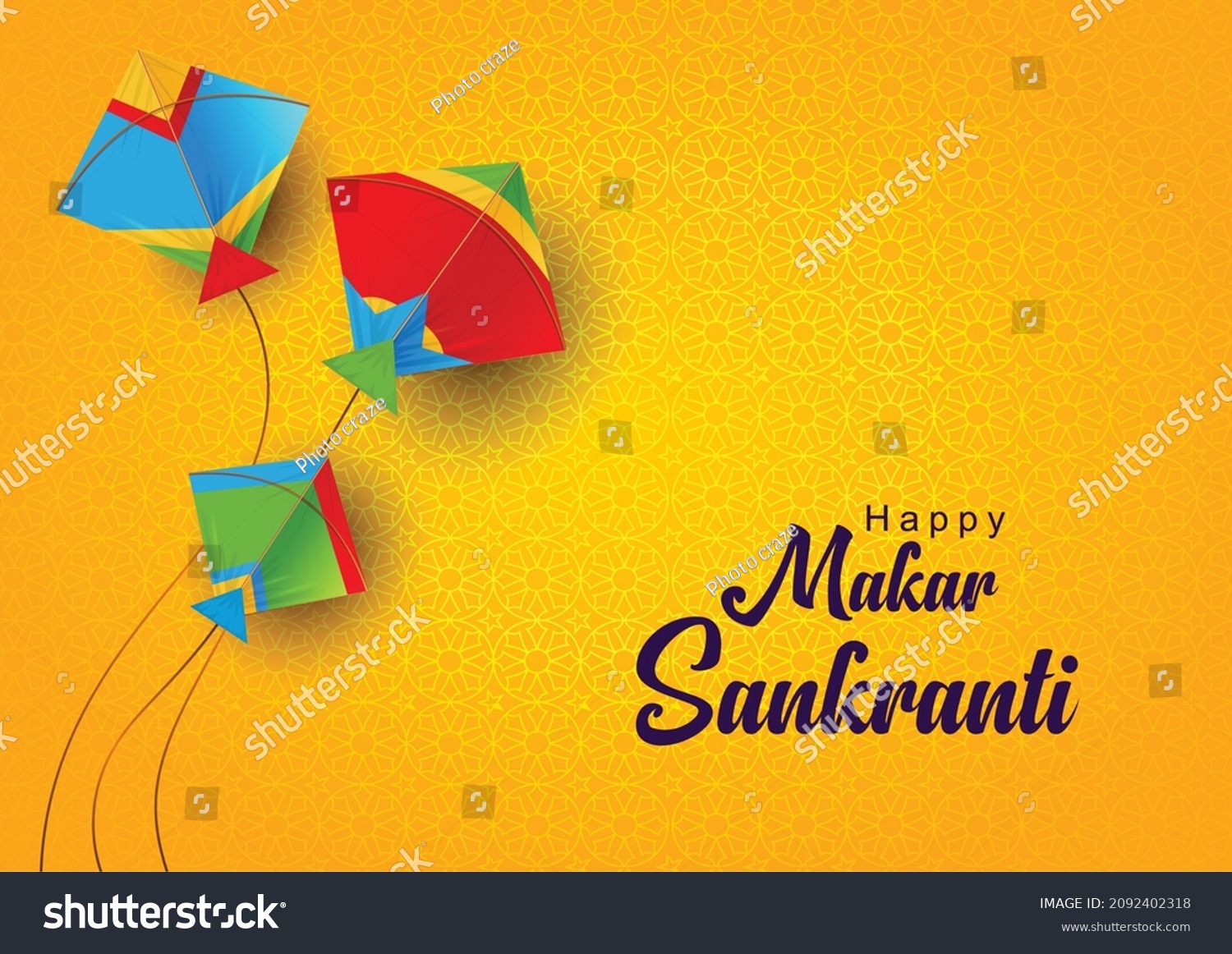 SVG of Indian festival Happy Makar Sankranti poster design with group of colorful kites flying. vector illustration design. svg