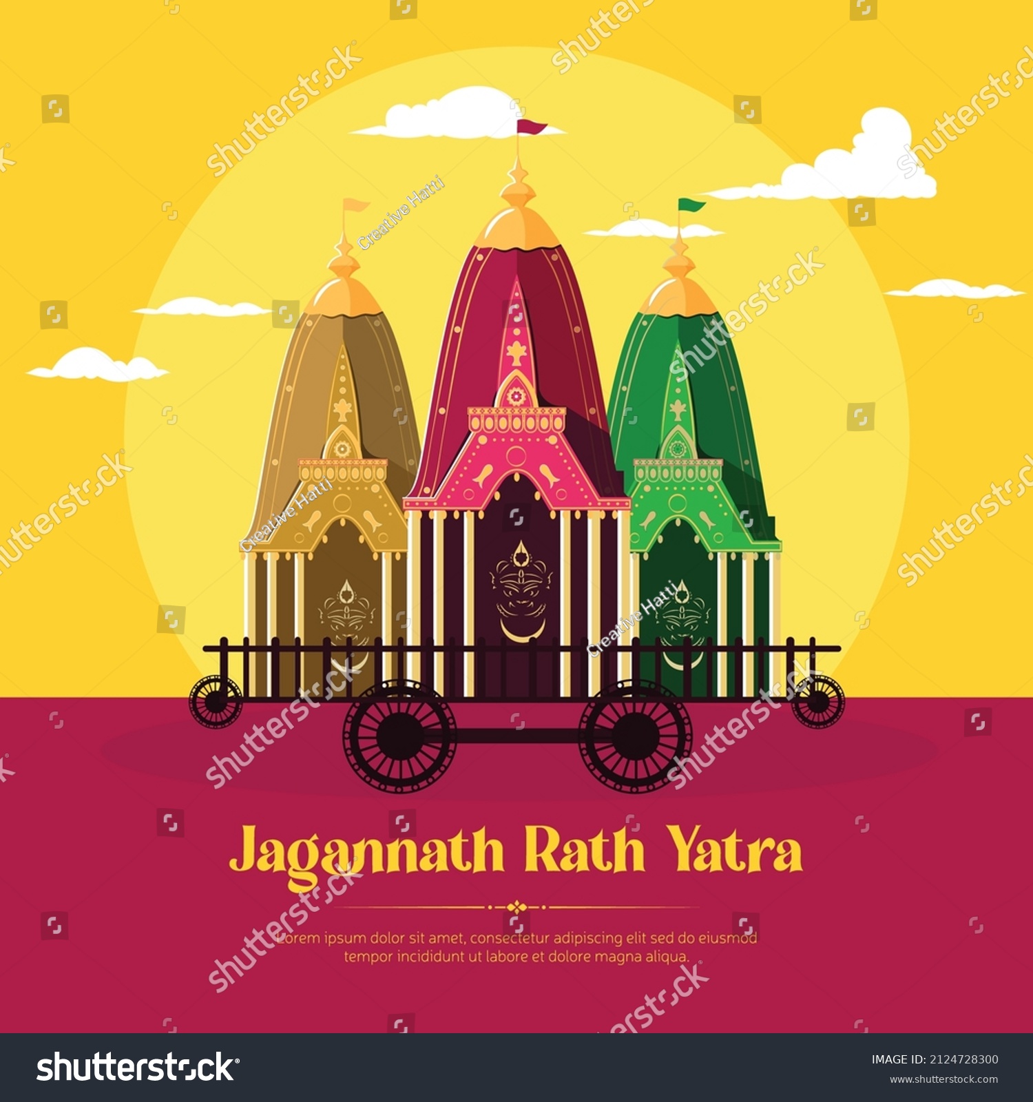 Indian Festival Jagannath Rath Yatra Banner Stock Vector (Royalty Free ...