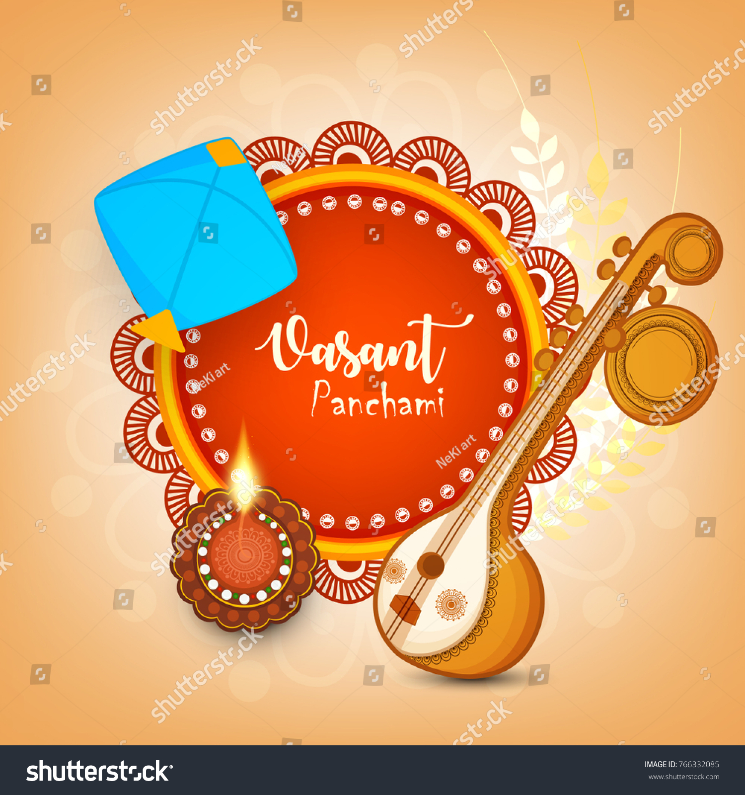 Indian Festival Vasant Panchami Celebration Vector Stock Vector Royalty Free