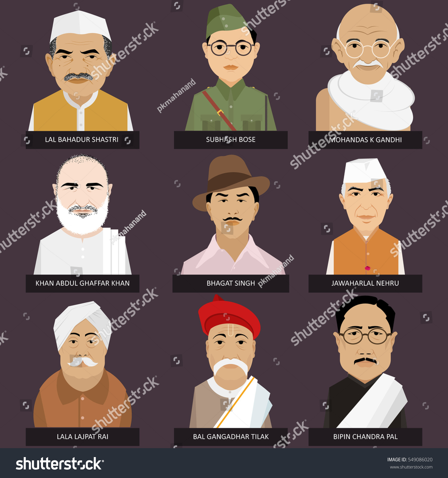 Indian Freedom Fighters Stock Vector 549086020 - Shutterstock