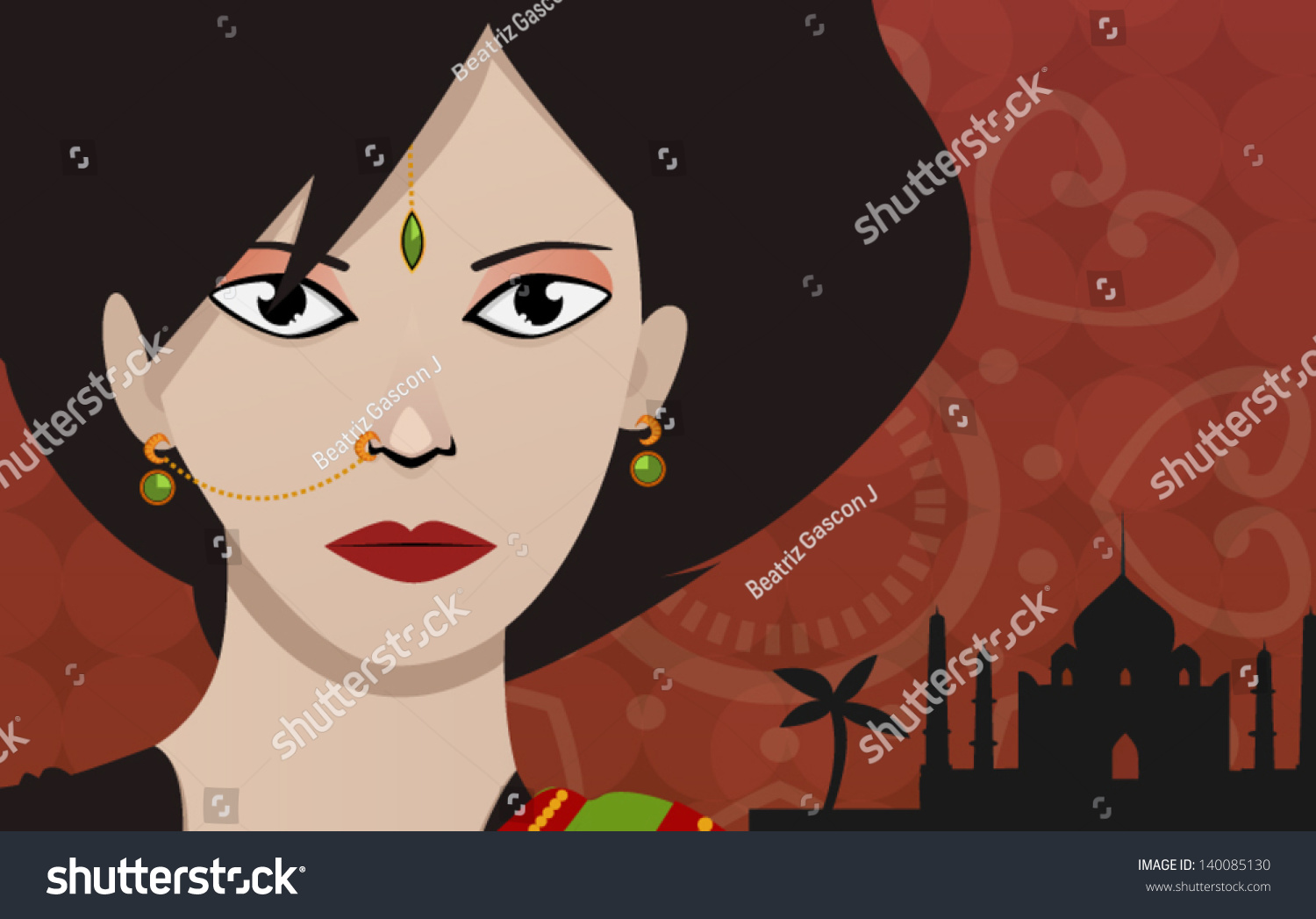 Indian Girl Sari Stock Vector (Royalty Free) 140085130 | Shutterstock