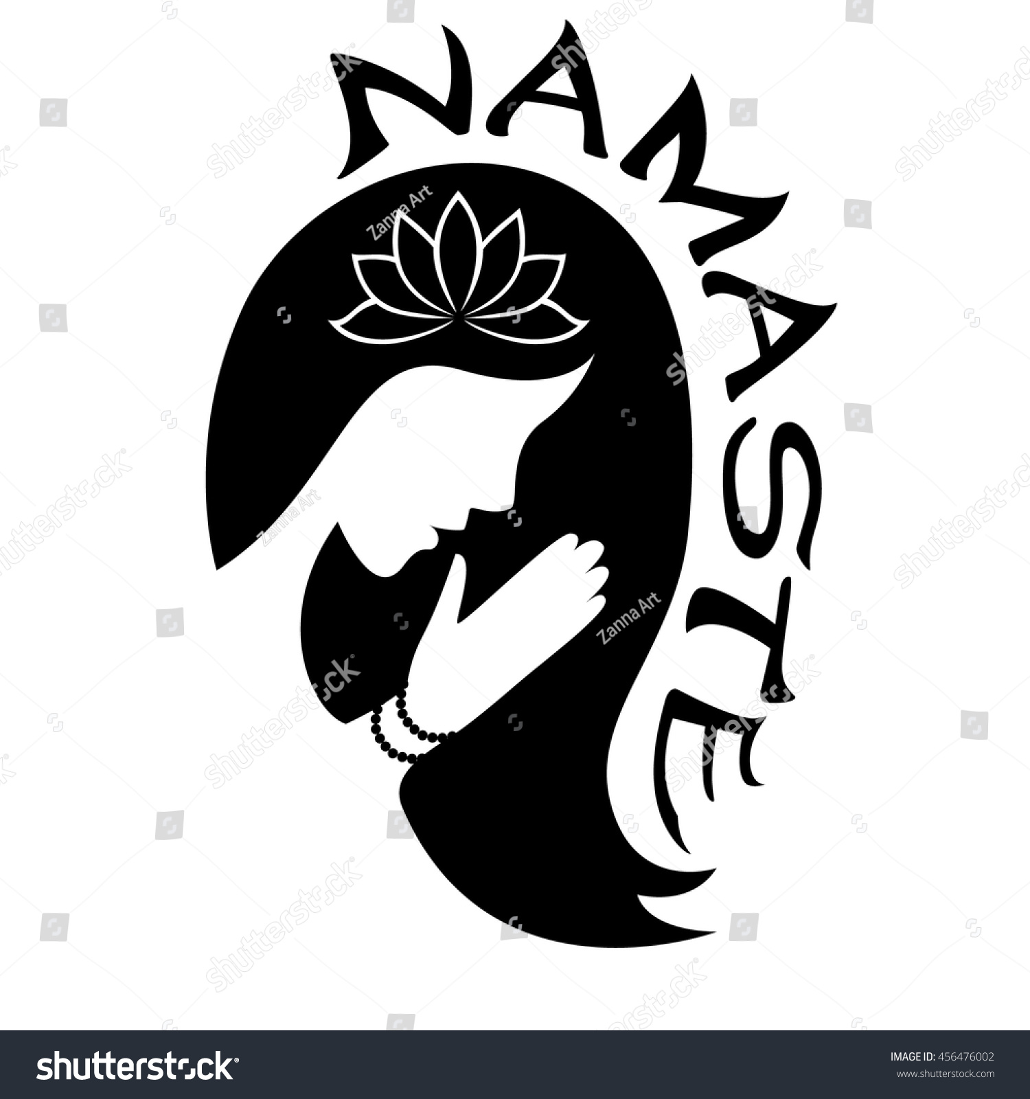 Indian Greeting Banner Namaste Silhouette Young Stock Vector 456476002