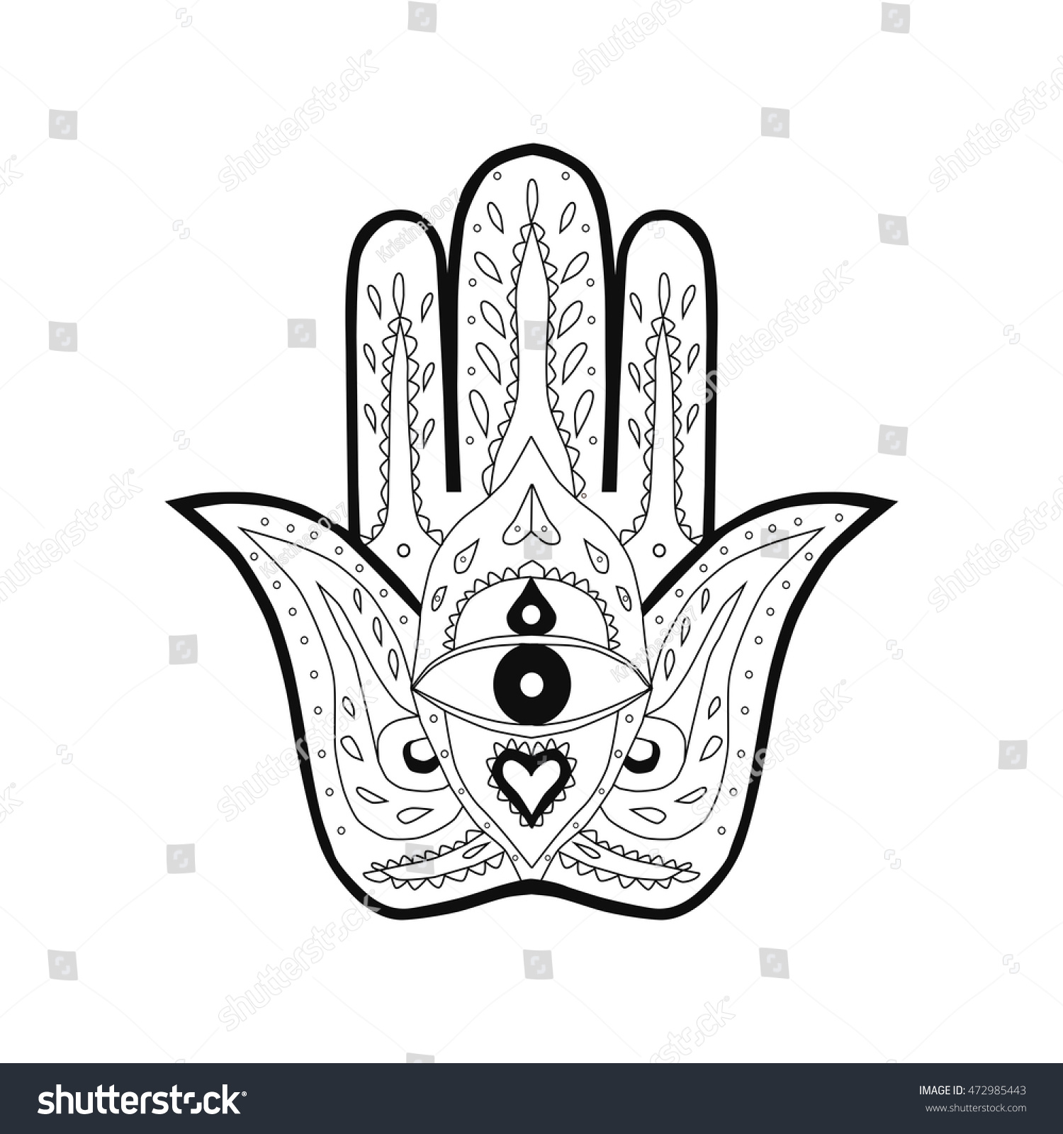 Indian Hand Drawn Hamsa All Seeing Stock Vector (Royalty Free) 472985443
