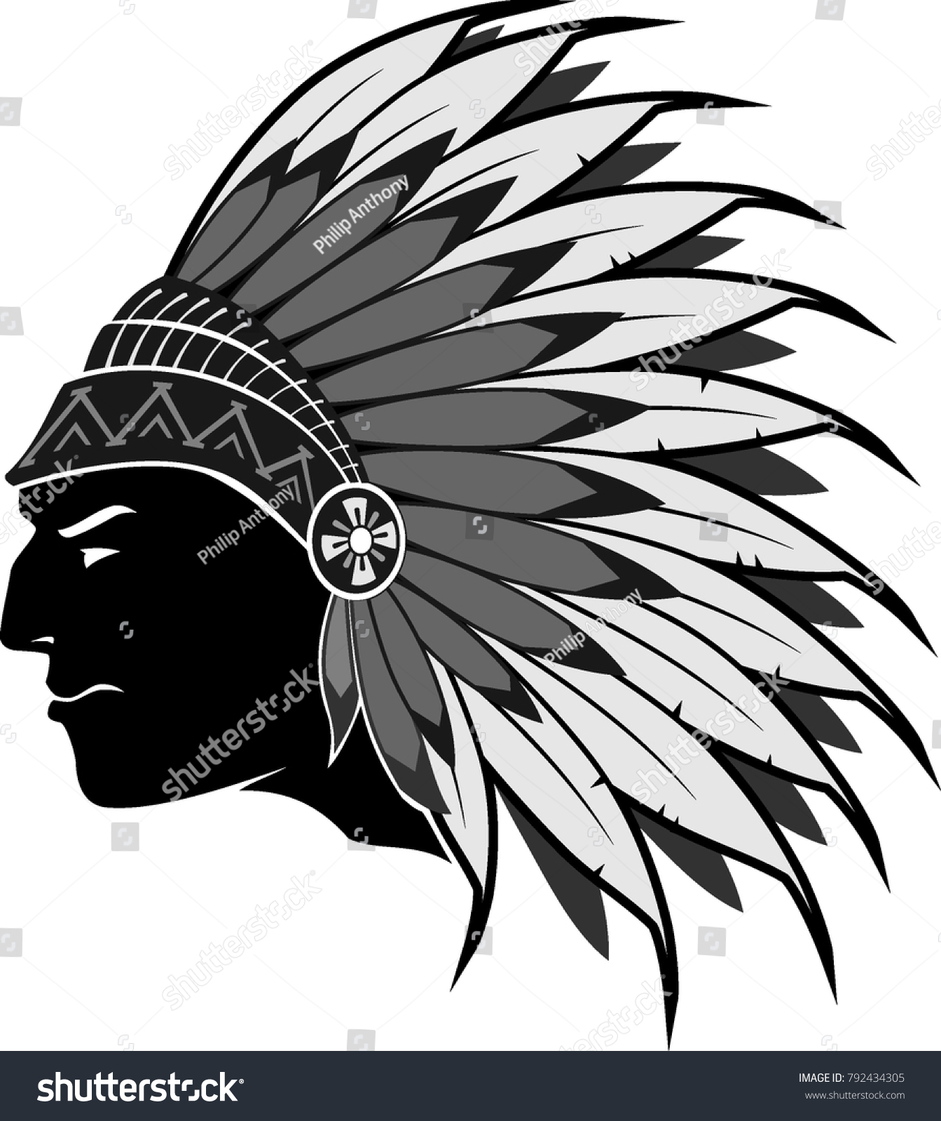 Indian Head Silhouette Stock Vector (Royalty Free) 792434305