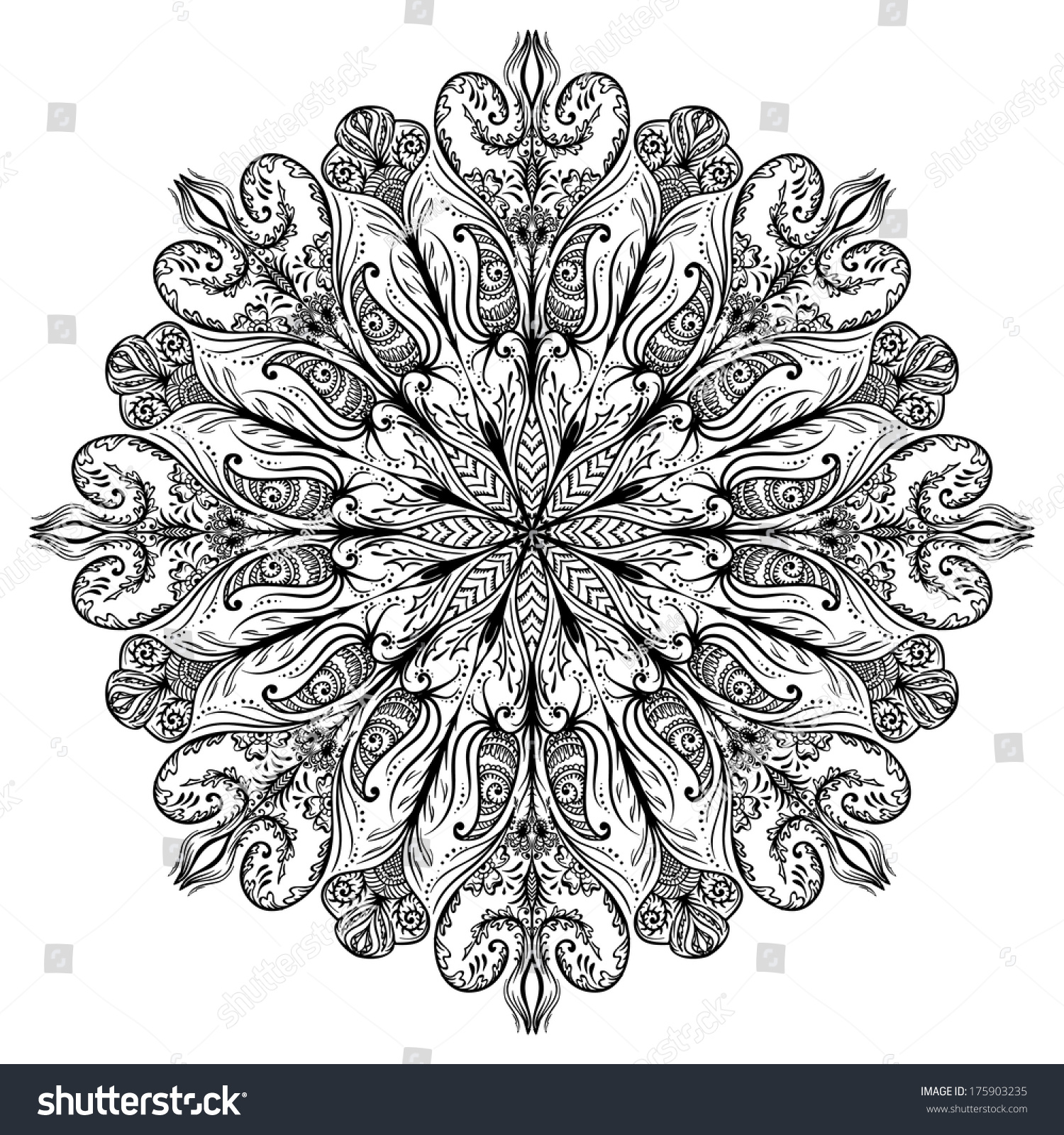 Indian Henna Tattoo Ornament Mandala Stock Vector 175903235 - Shutterstock