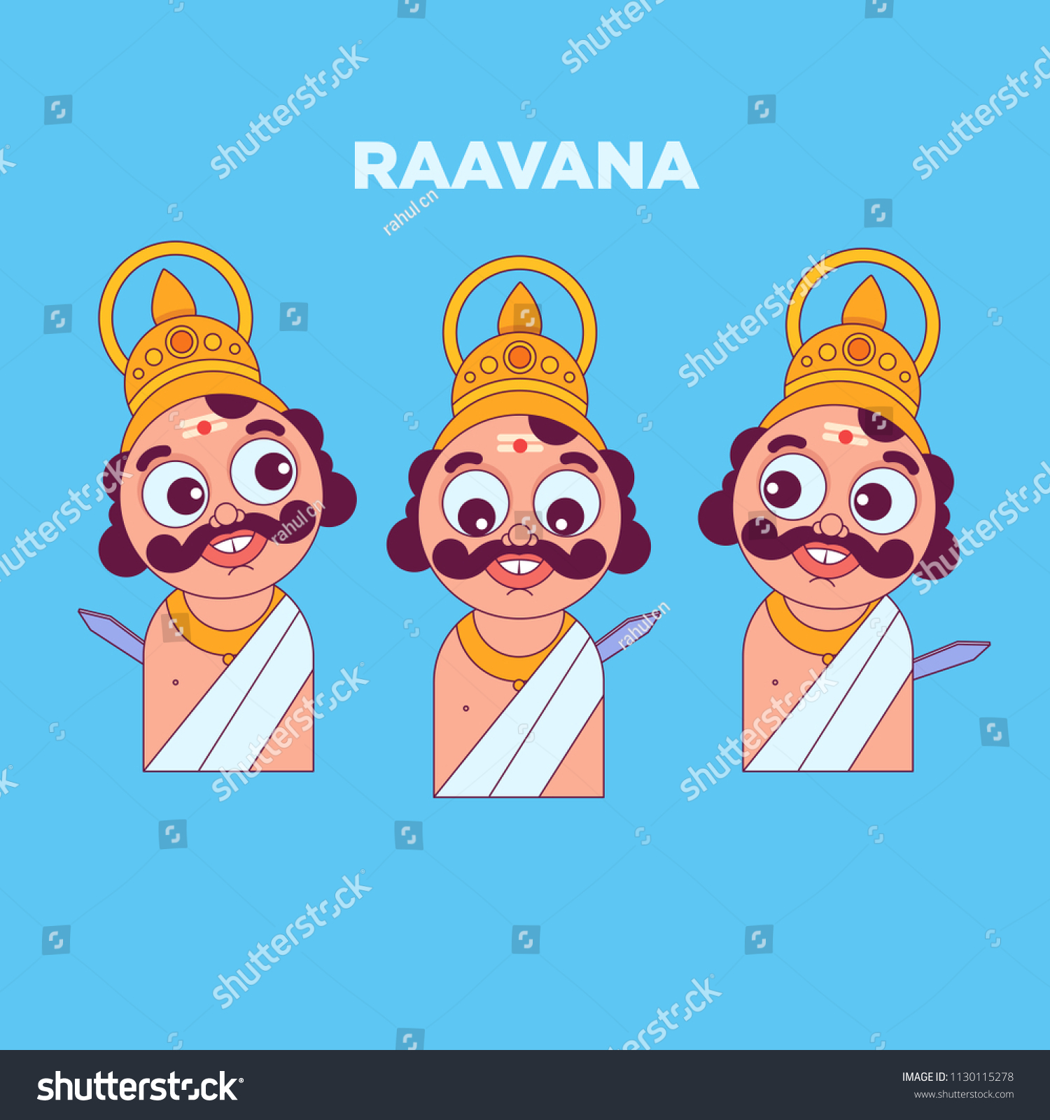 Indian King Ravana Stock Vector (Royalty Free) 1130115278 | Shutterstock