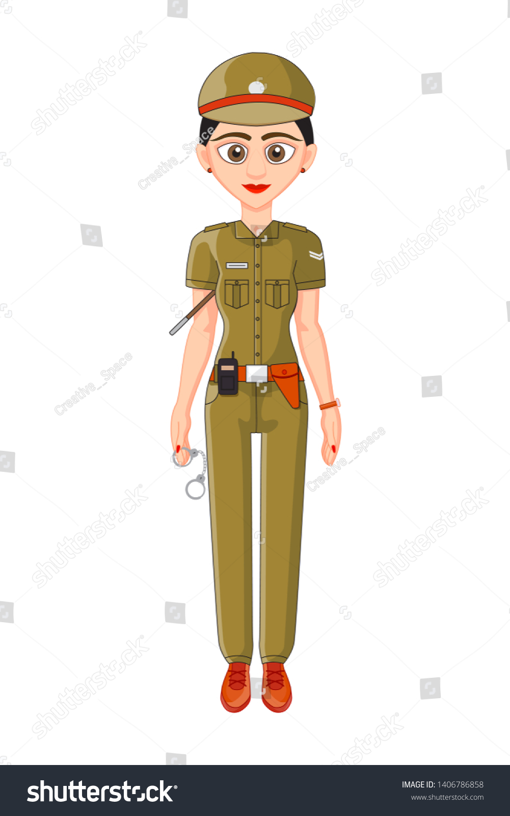 制服を着たインドの女性警察官 のベクター画像素材 ロイヤリティフリー