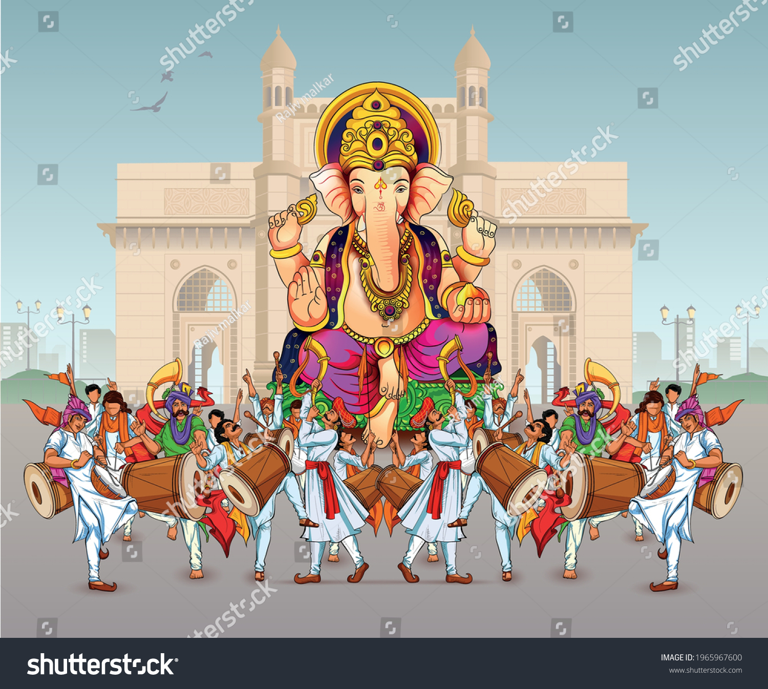 6 Ganesh Chaturthi Crowd Vector: Immagini, Foto Stock E Grafica ...