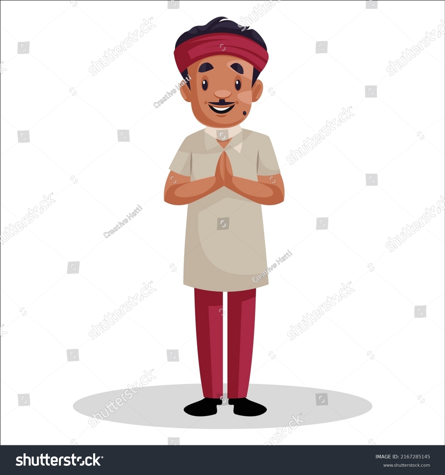 Indian Man Standing Greet Hands Vector Stock Vector (Royalty Free ...