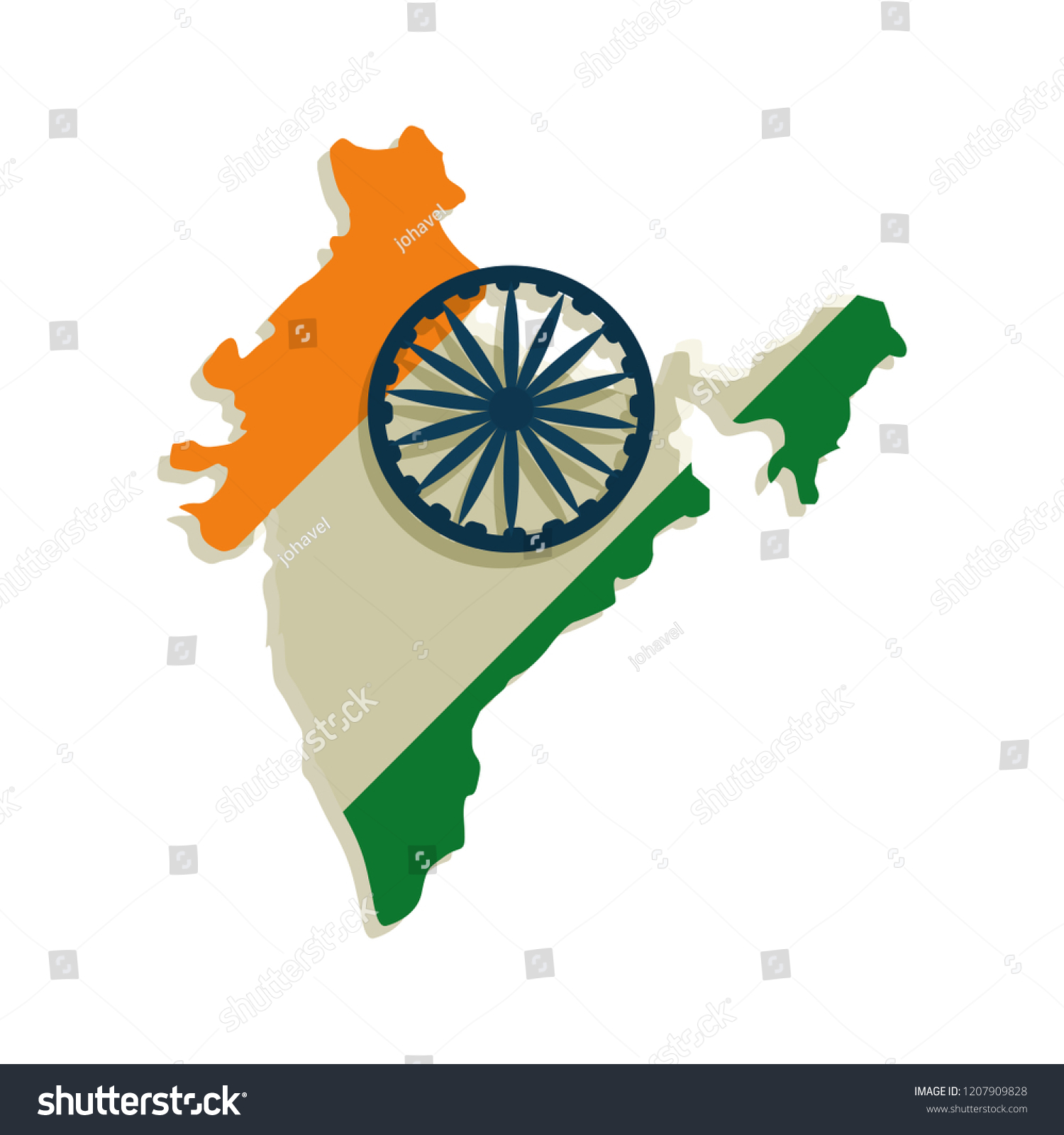 Indian Map Flag Landmark Stock Vector (Royalty Free) 1207909828 ...