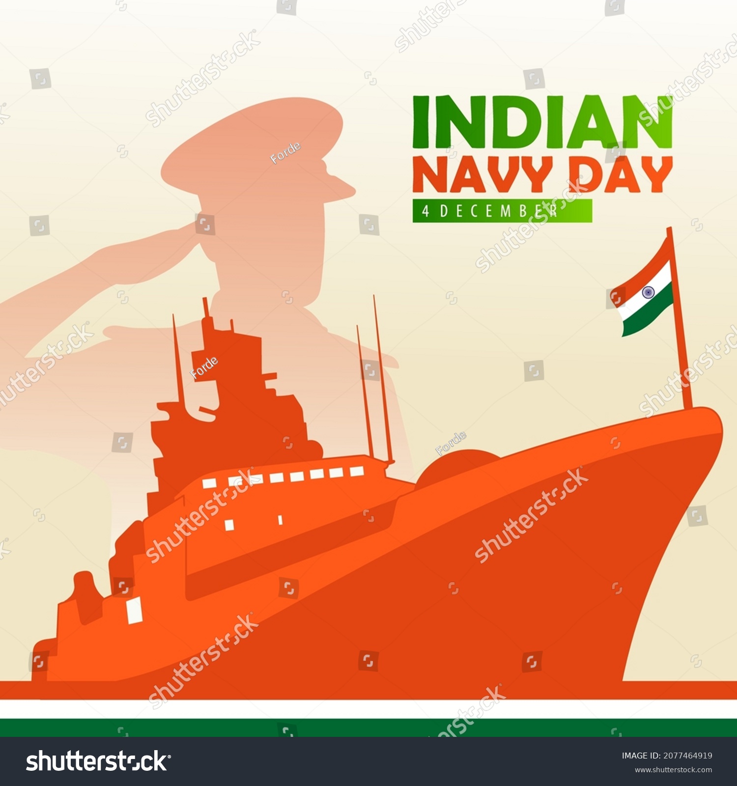 Indian Navy Day Poster Banner Indian Stock Vector (Royalty Free) 2077464919