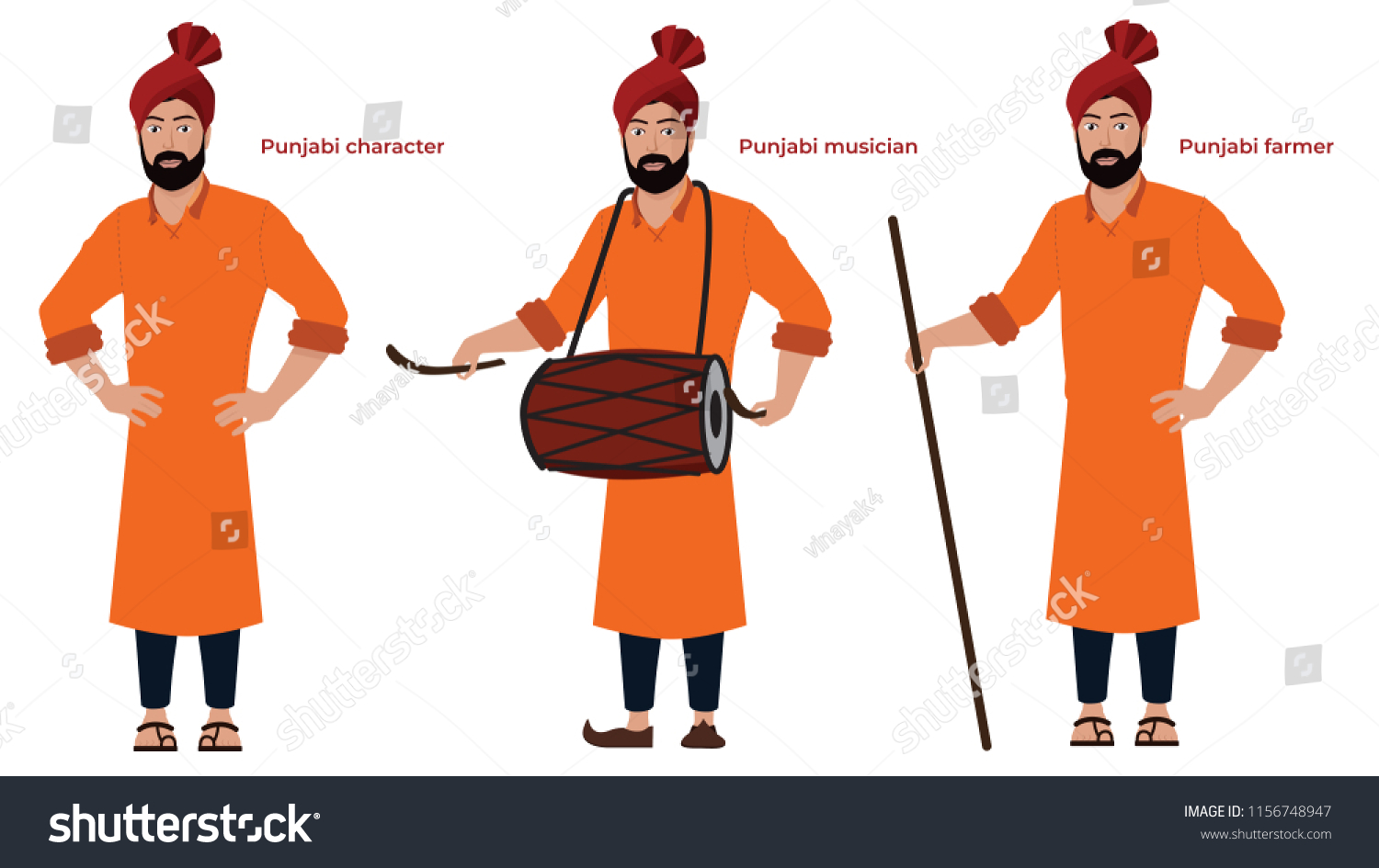 Indian Punjabi Farmer Vector Stock Vector (royalty Free) 1156748947