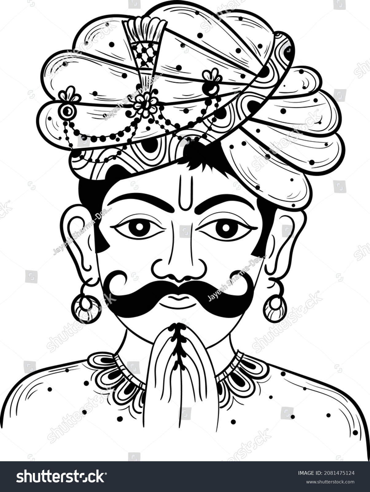 Indian Rajasthani Man Welcome People His Stock Vector (Royalty Free ...