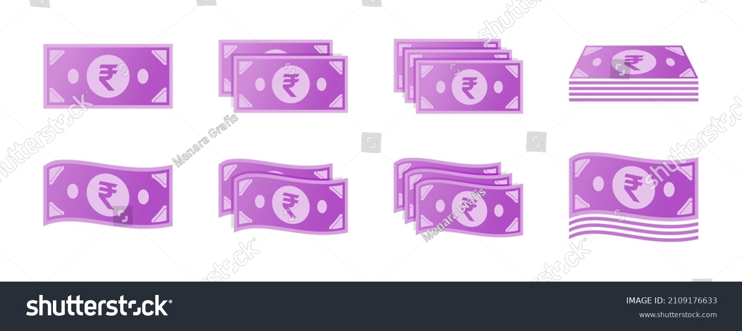 Indian Rupee Banknote Icon Set Stock Vector (Royalty Free) 2109176633 ...