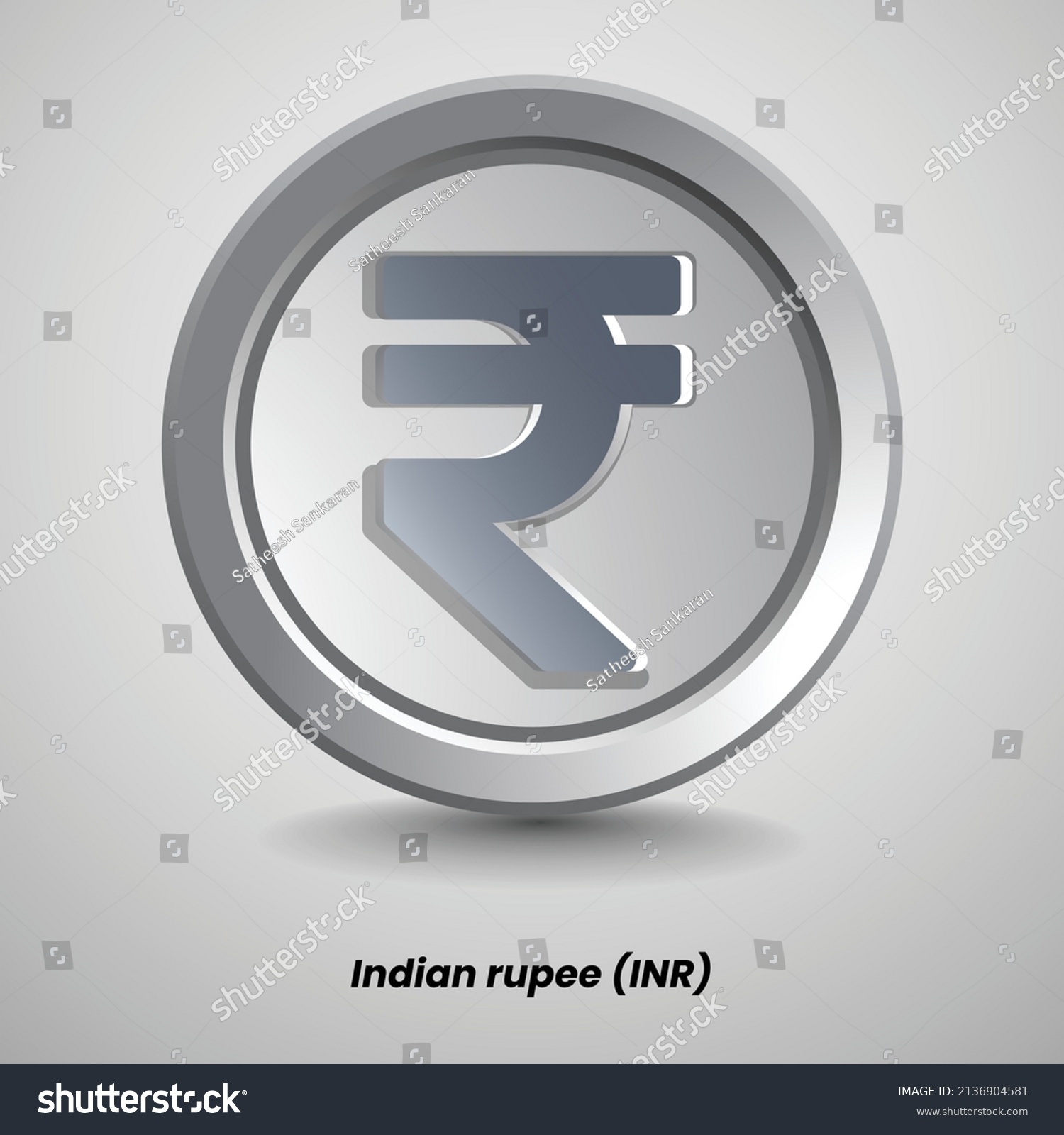 SVG of Indian Rupee INR silver coin currency vector. Money symbol of India. Isolated coin illustration. svg