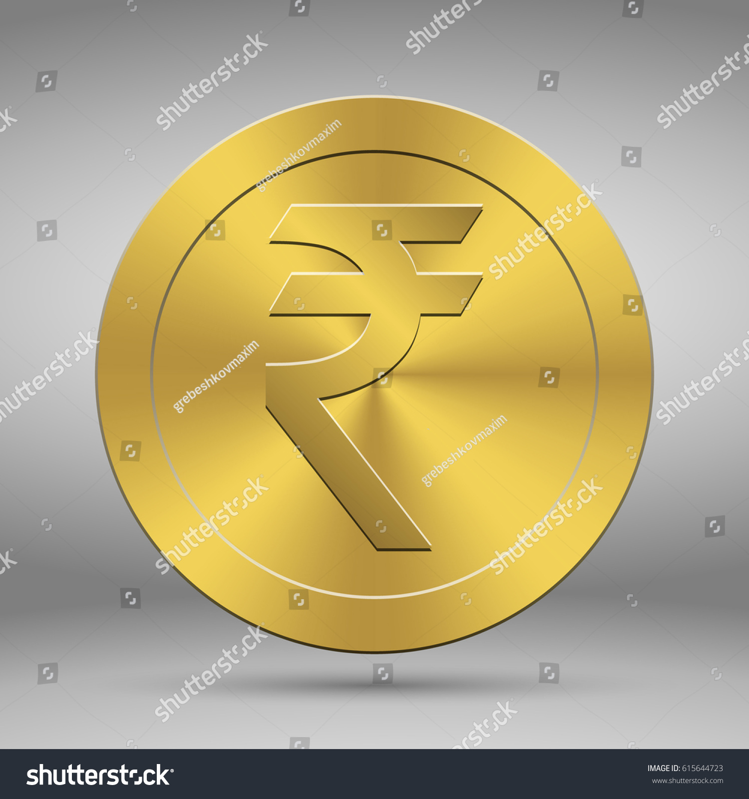 SVG of Indian rupees symbol on gold coin, money sign vector illustration on white background svg