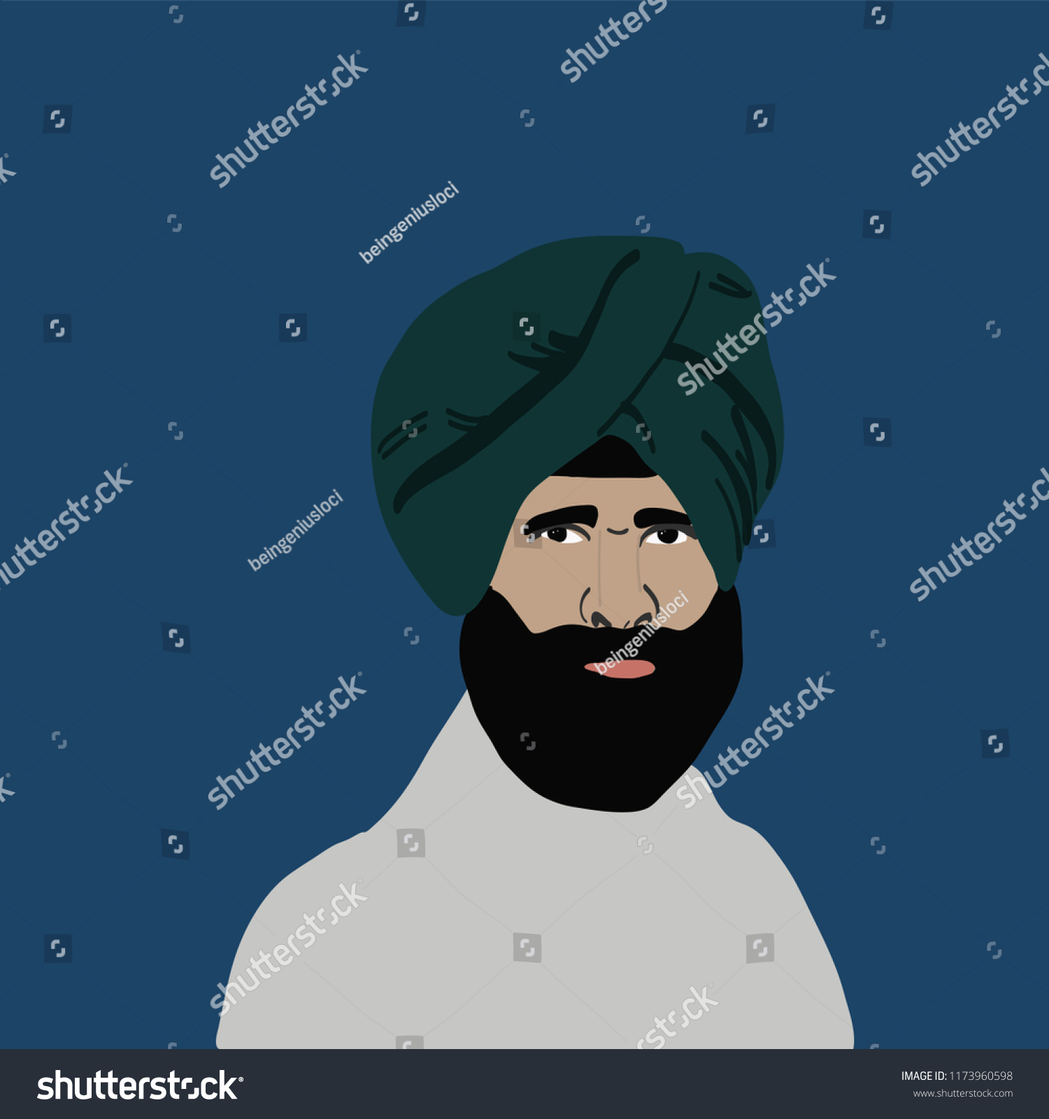 Indian Sikh Man Turban Standing Vector Stock Vector (Royalty Free ...