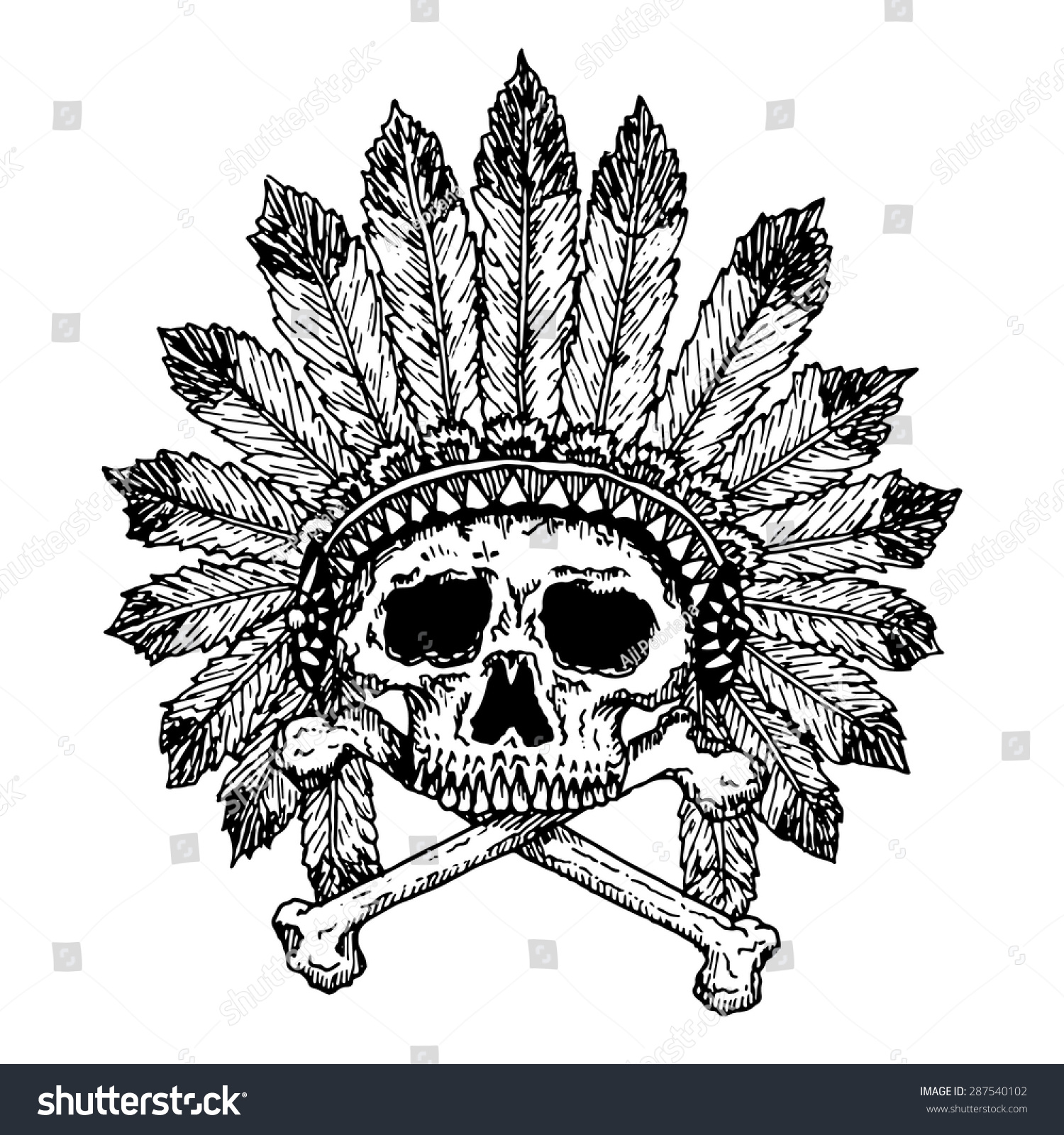 Indian Skull Stock Vector Illustration 287540102 : Shutterstock