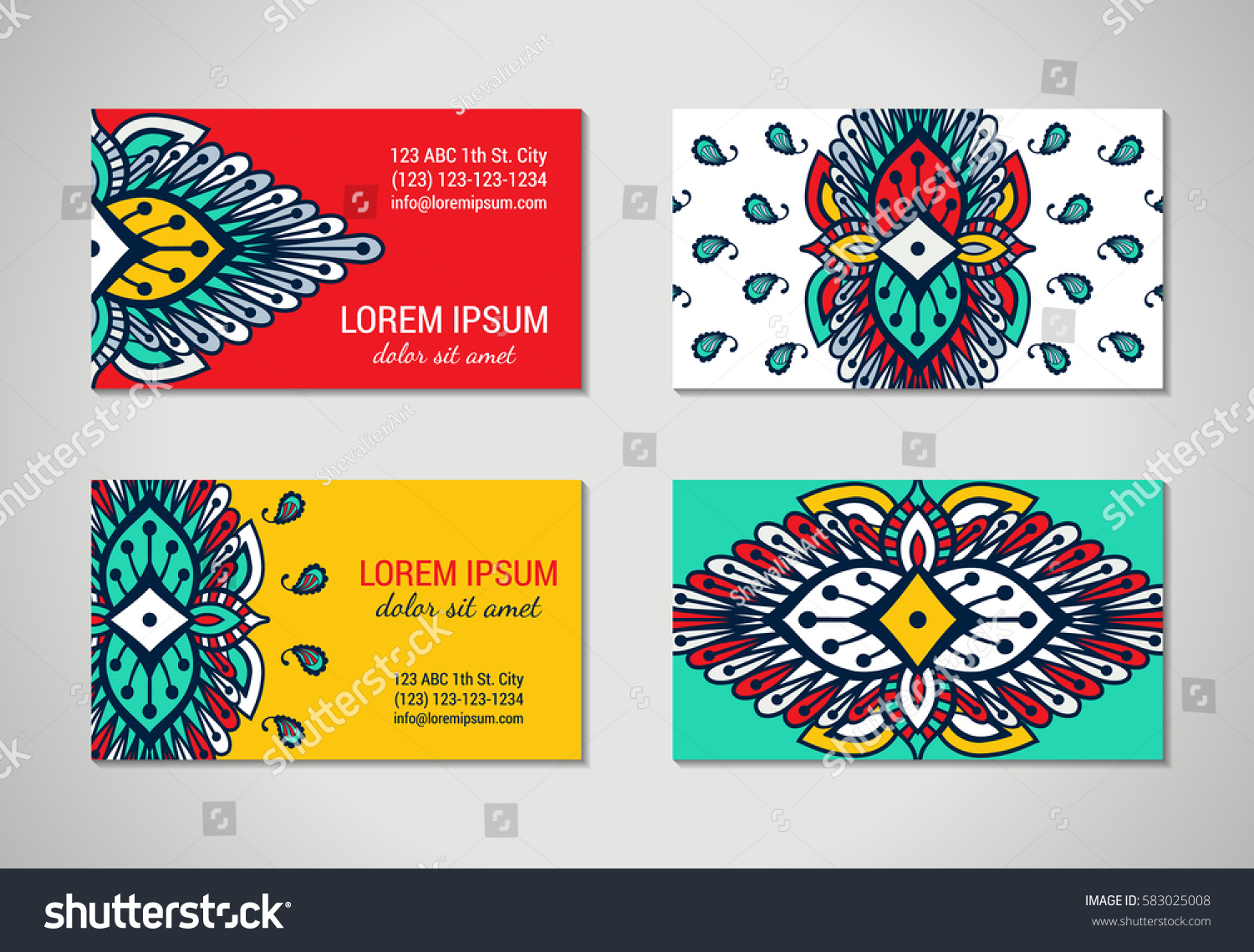 Indian Style Horizontal Colorful Ornate Visiting Stock Vector (Royalty ...