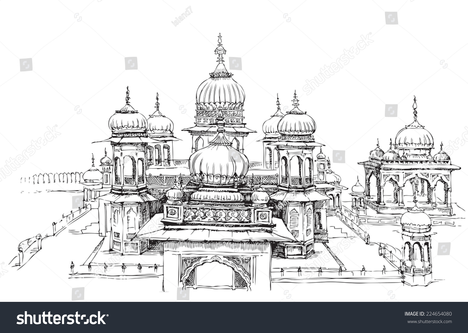 Indian Temple Stock Vector 224654080 : Shutterstock