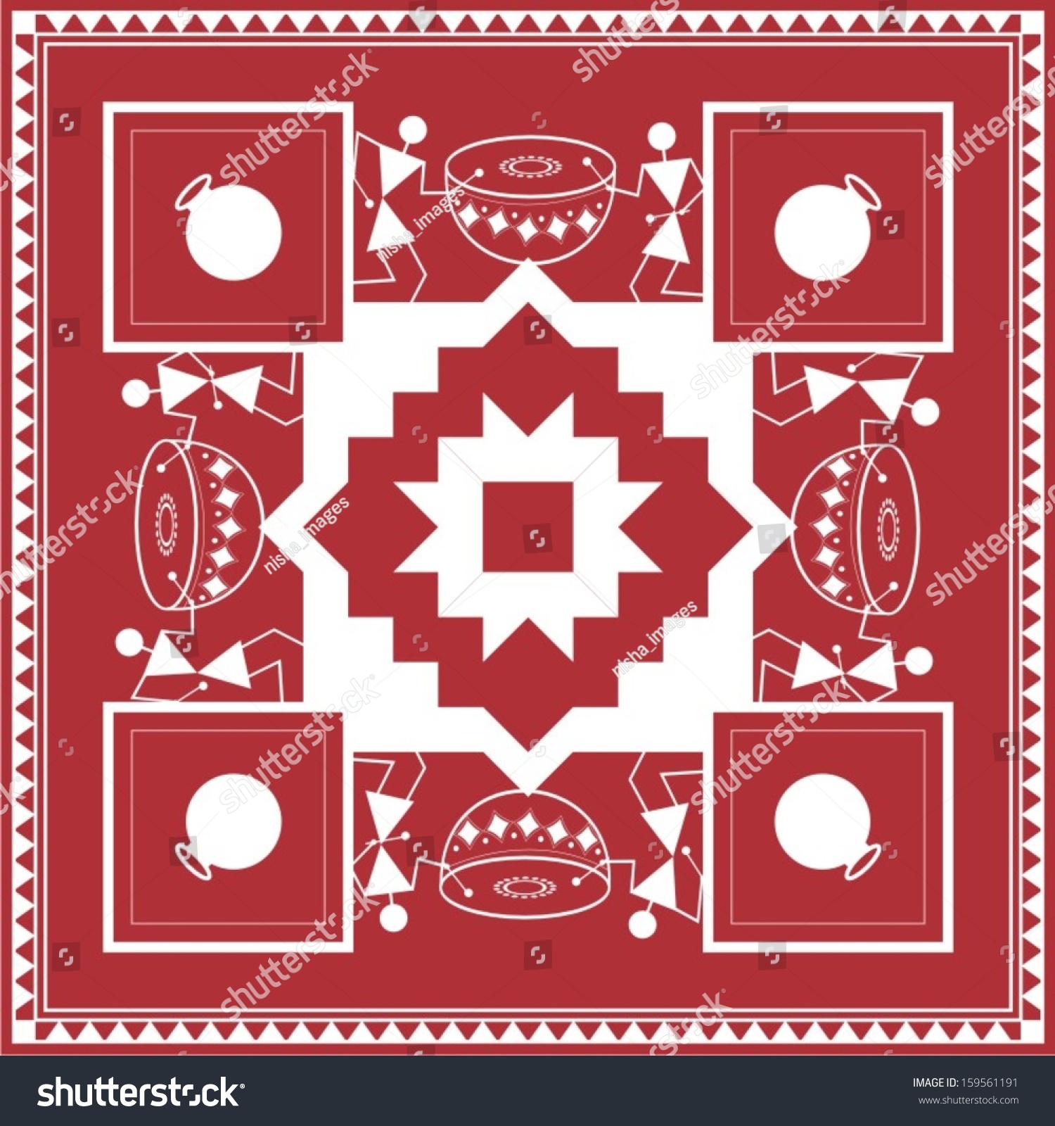 Indian Tribal Painting Warli Painting Design Stock Vector (Royalty Free ...