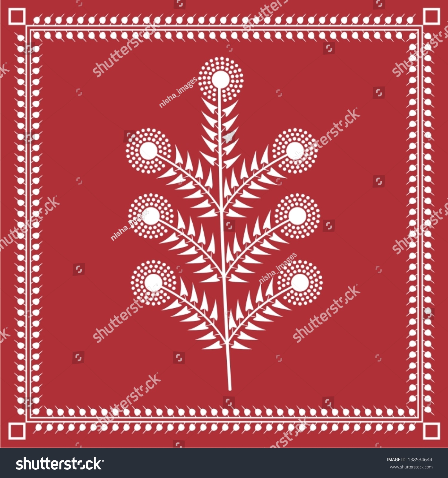 Indian Tribal Painting Warli Painting Tree Stock Vector (Royalty Free ...