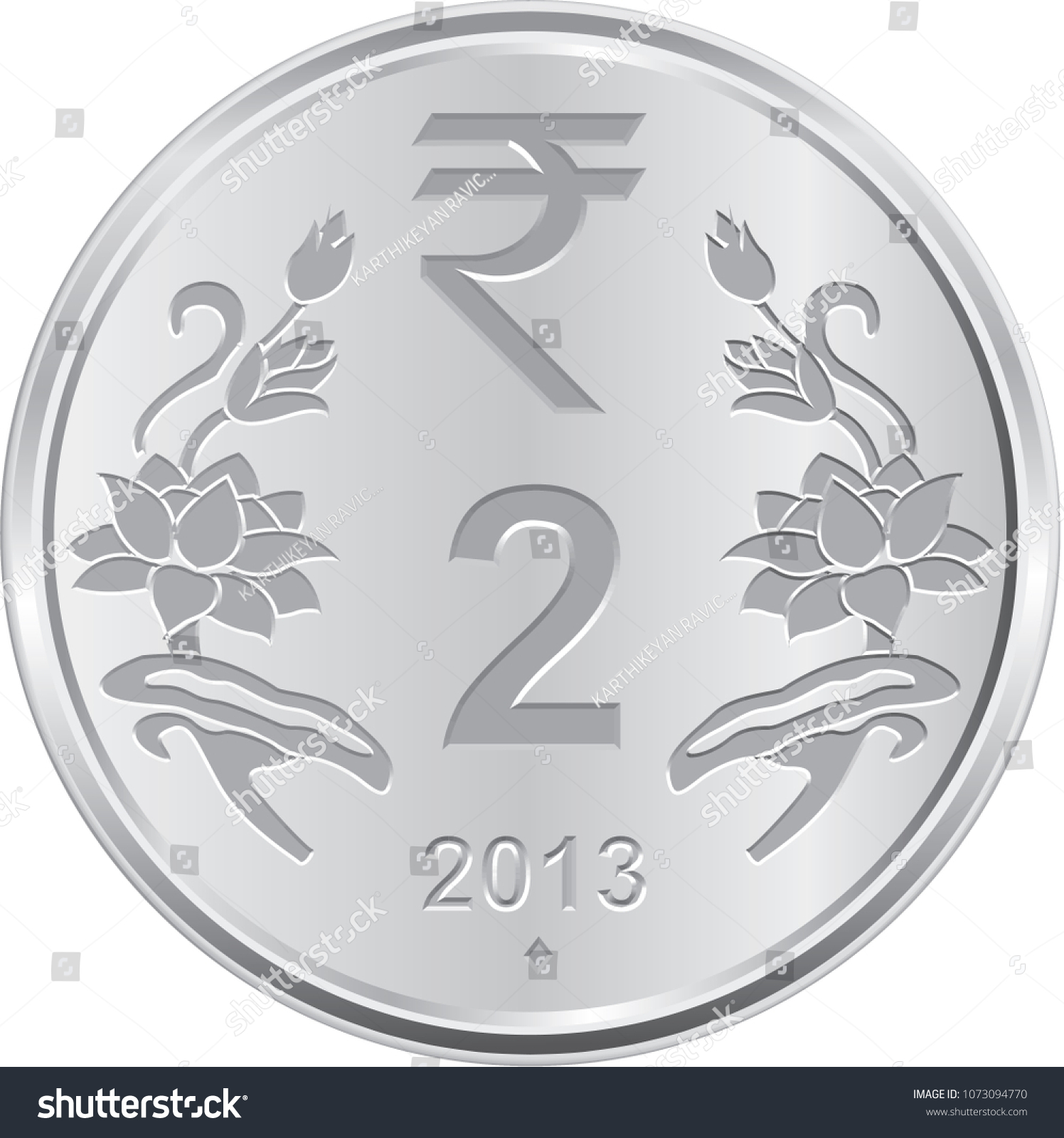 SVG of Indian two rupee coin in vector illustration svg