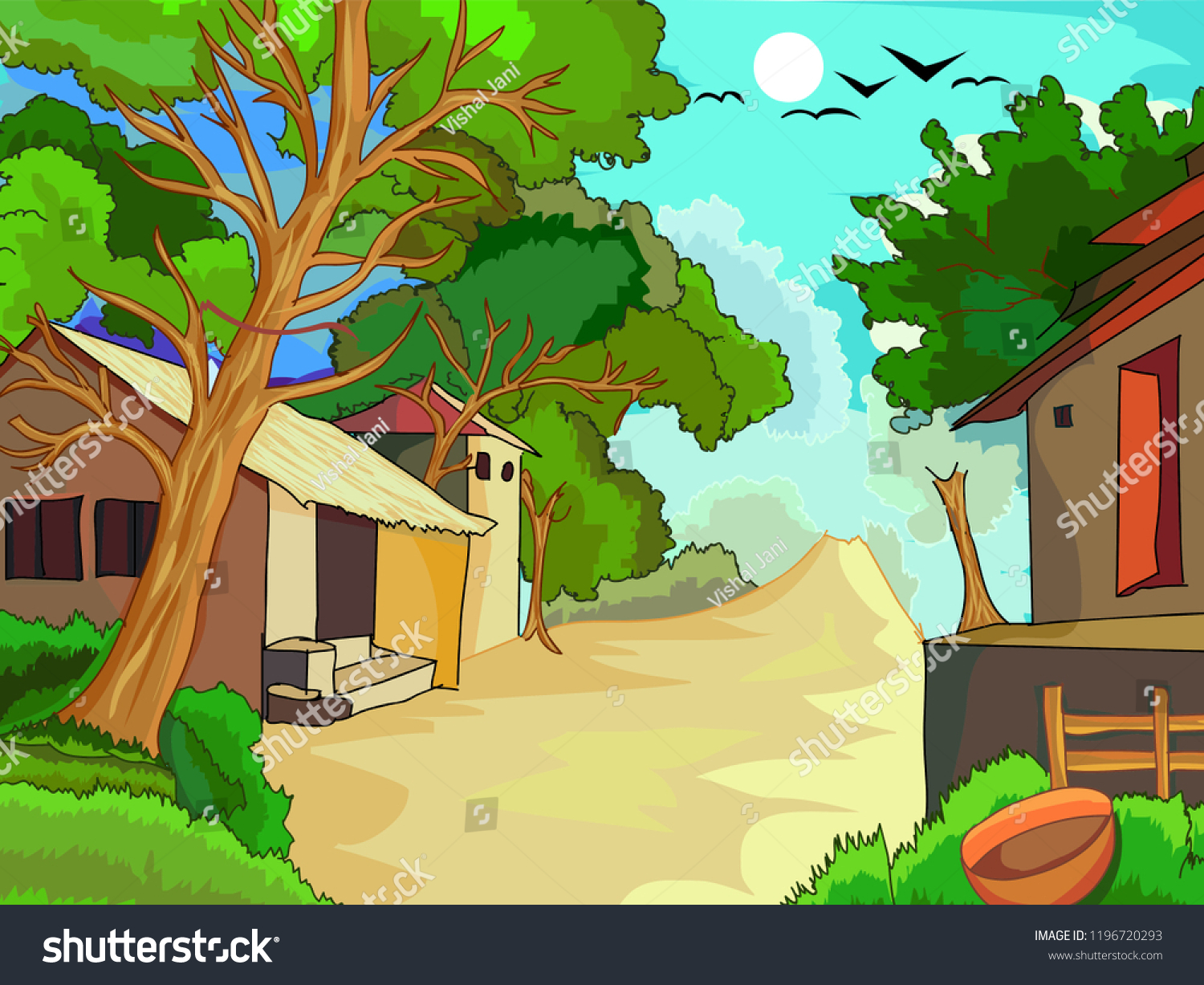 Indian Village House Morning Stock Vector (Royalty Free) 1196720293