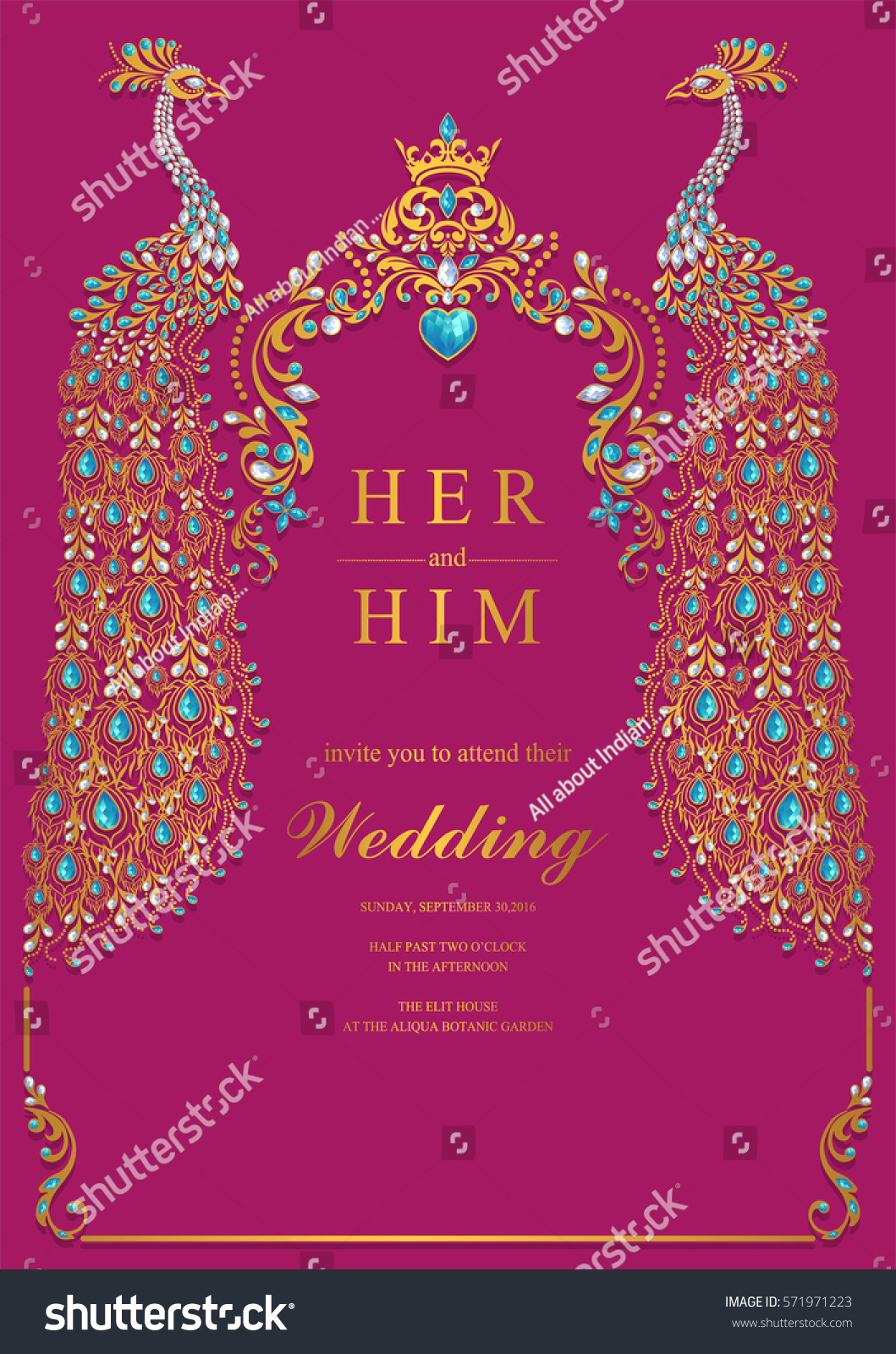 Indian Wedding Invitation Card Templates Gold Stock Vector (Royalty ...