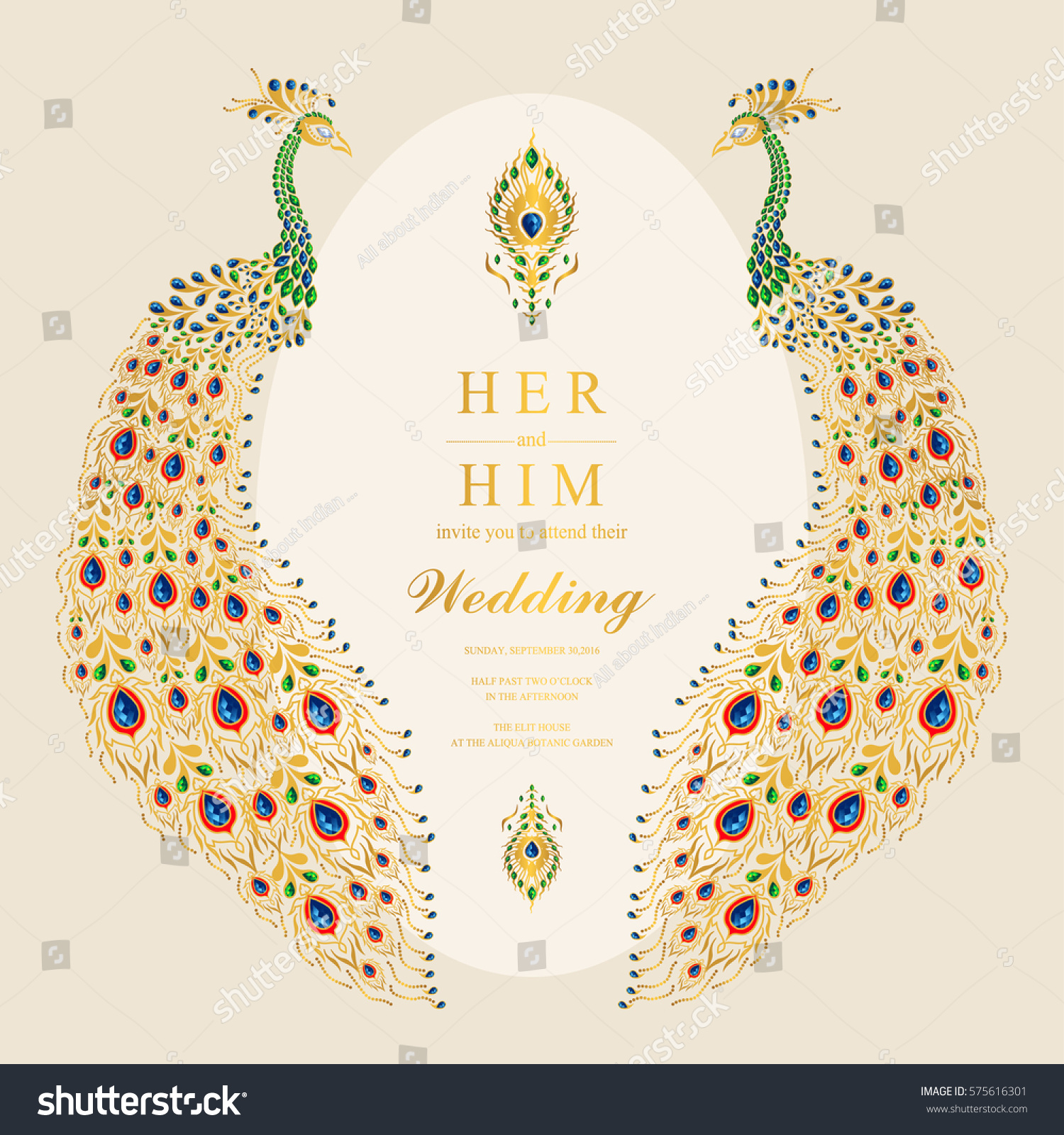 Indian Wedding Invitation Card Templates Gold Stock Vector (Royalty ...