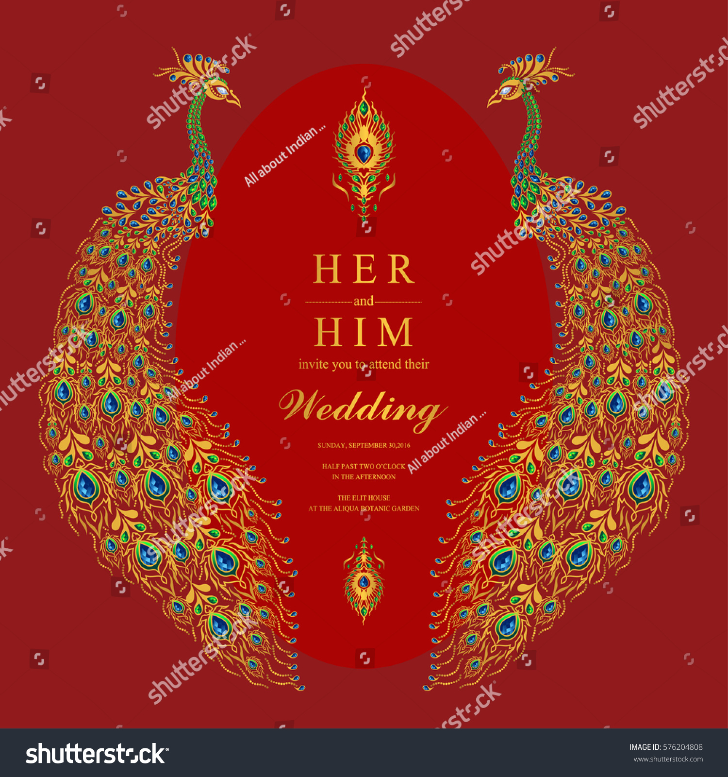 Indian Wedding Invitation Card Templates Gold Stock Vector (Royalty ...