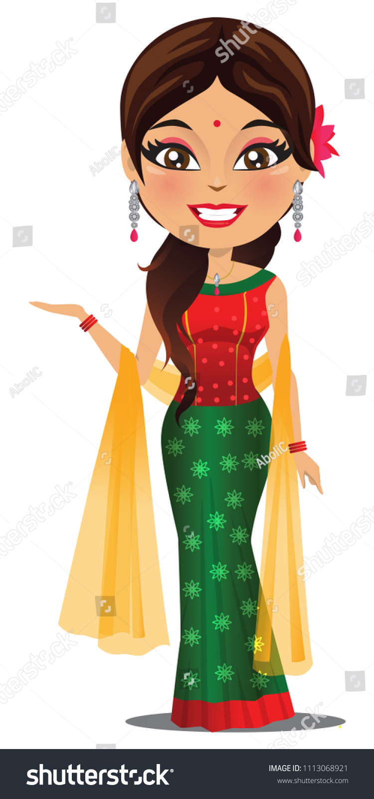 Indian Woman Traditional Ghagra Dress Stock Vector (Royalty Free ...