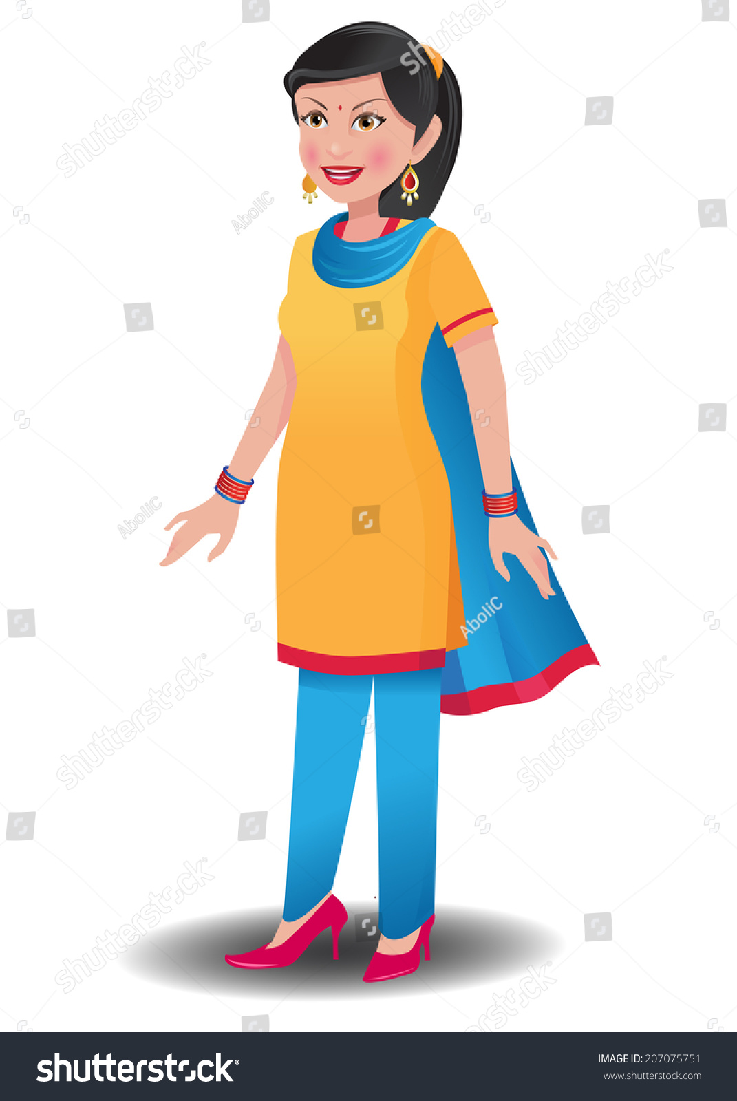 Indian Woman Salwar Kameez This Eps Stock Vector 207075751 - Shutterstock