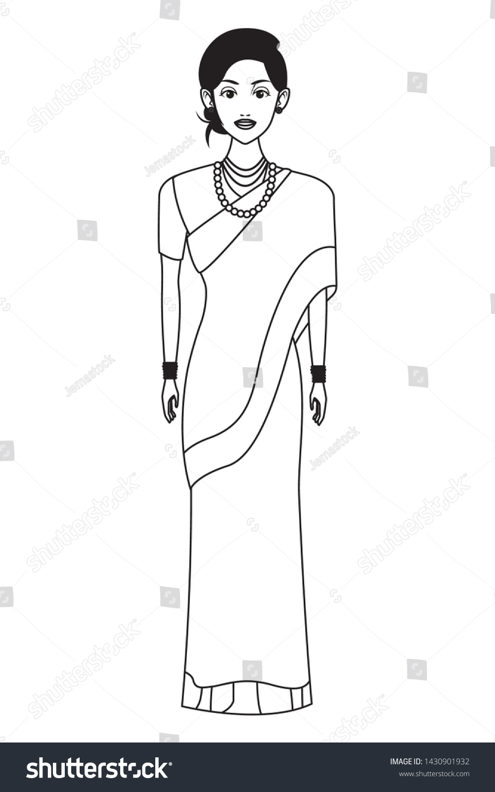 Indian Woman Wearing Traditional Hindu Clothes Stock Vector (Royalty ...