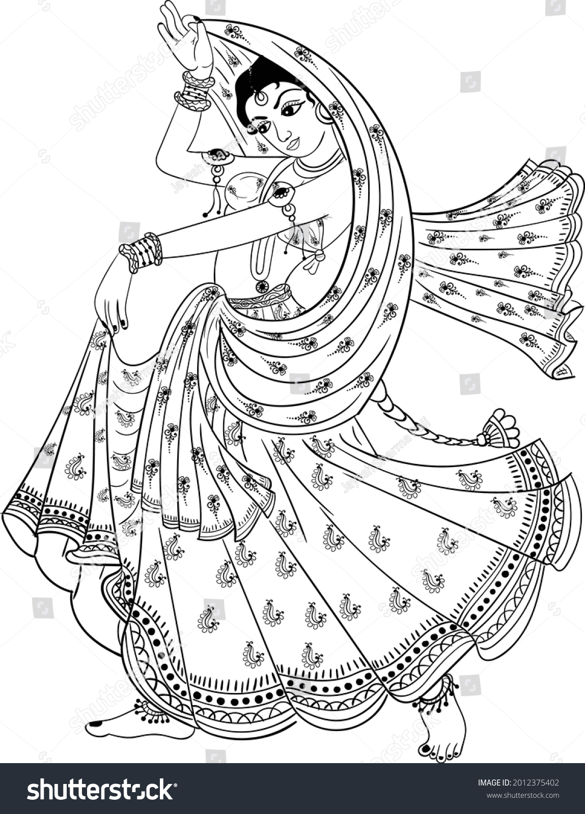 Indian Women Dancing On Indian Traditional Stock Vector (Royalty Free ...