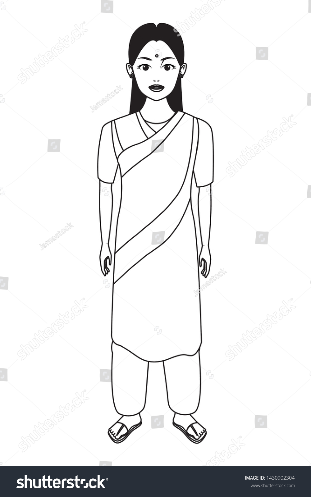 Indian Young Girl Bindi Wearing Traditional Stock Vector (Royalty Free ...