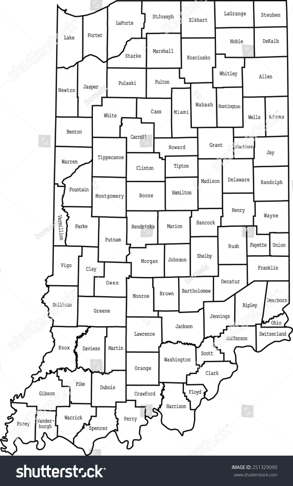 1,795 Indiana counties map Images, Stock Photos & Vectors | Shutterstock