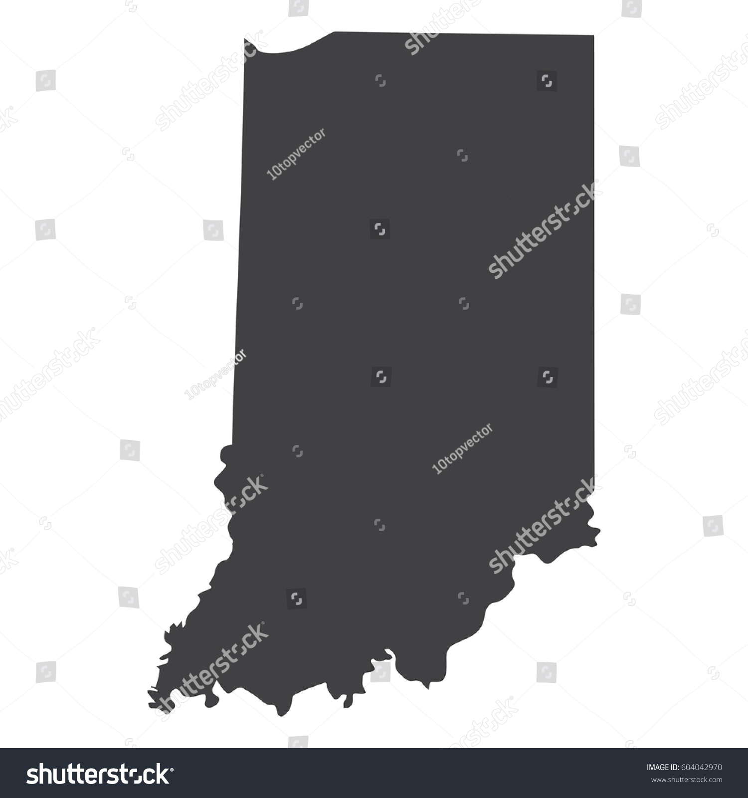 Indiana State Map Black On White Stock Vector (Royalty Free) 604042970