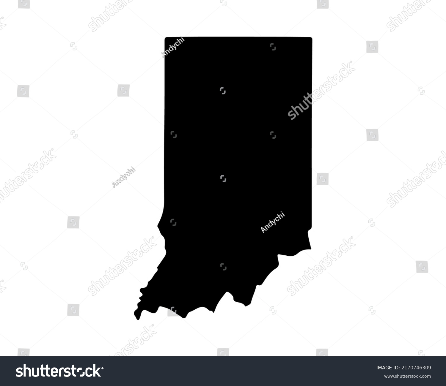 Indiana State Map Us State Map Stock Vector (Royalty Free) 2170746309 ...