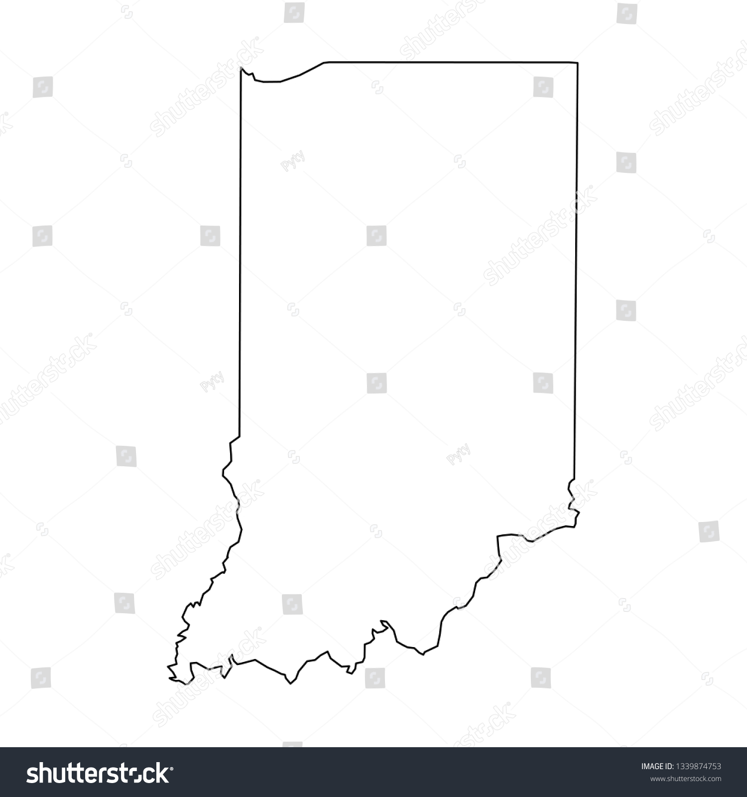 Indiana State Usa Solid Black Outline Stock Vector (Royalty Free ...