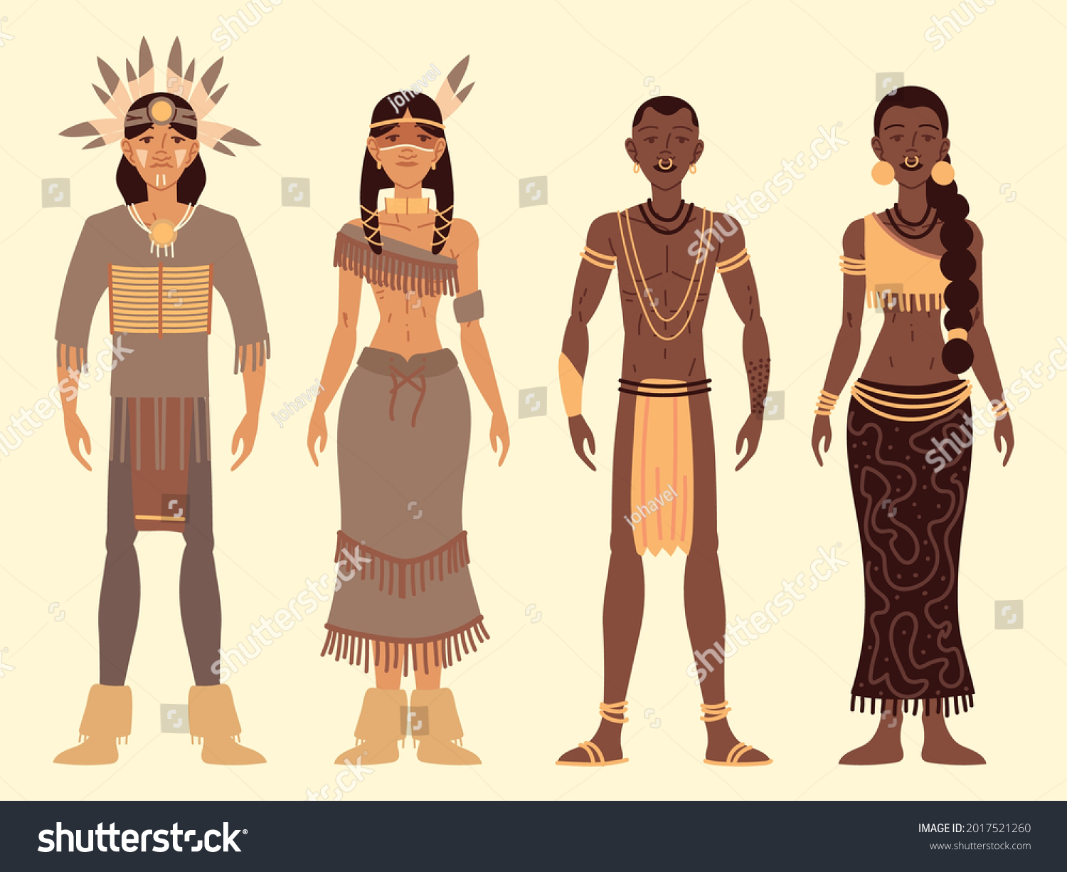 Indigenous Native People Set Cartoon Stock Vector (Royalty Free ...