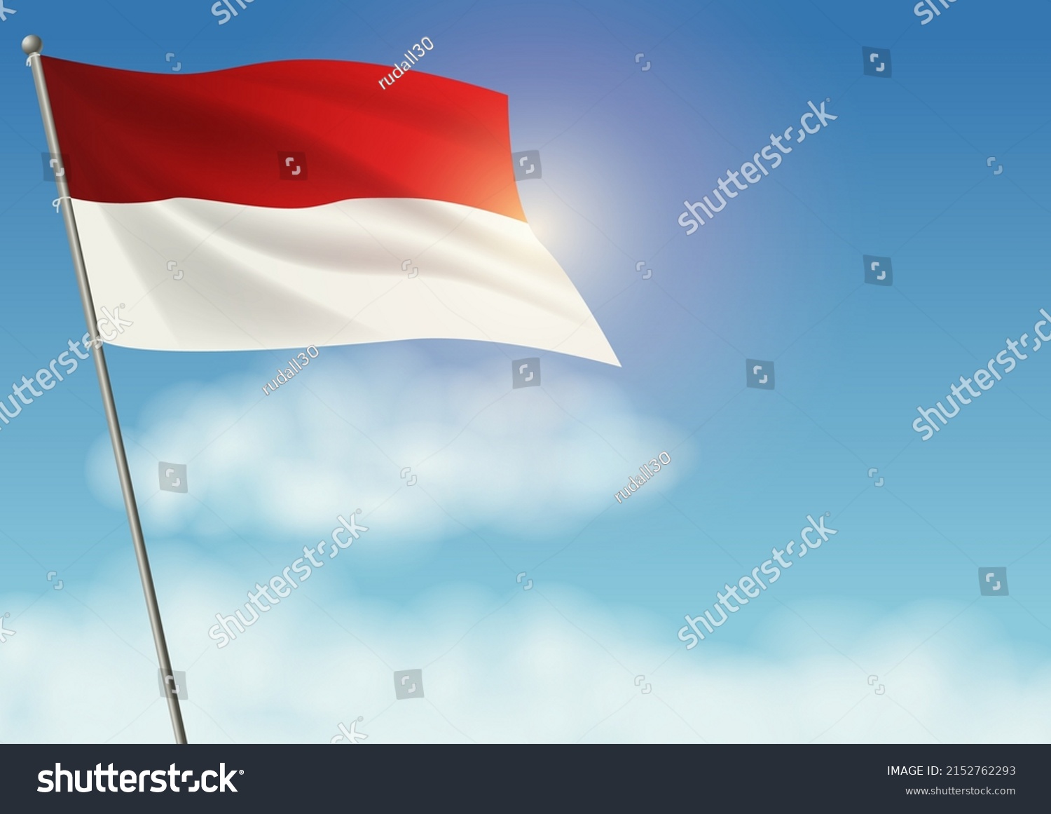 Indonesia Flag On Clouds Background Indonesia Stock Vector (Royalty ...