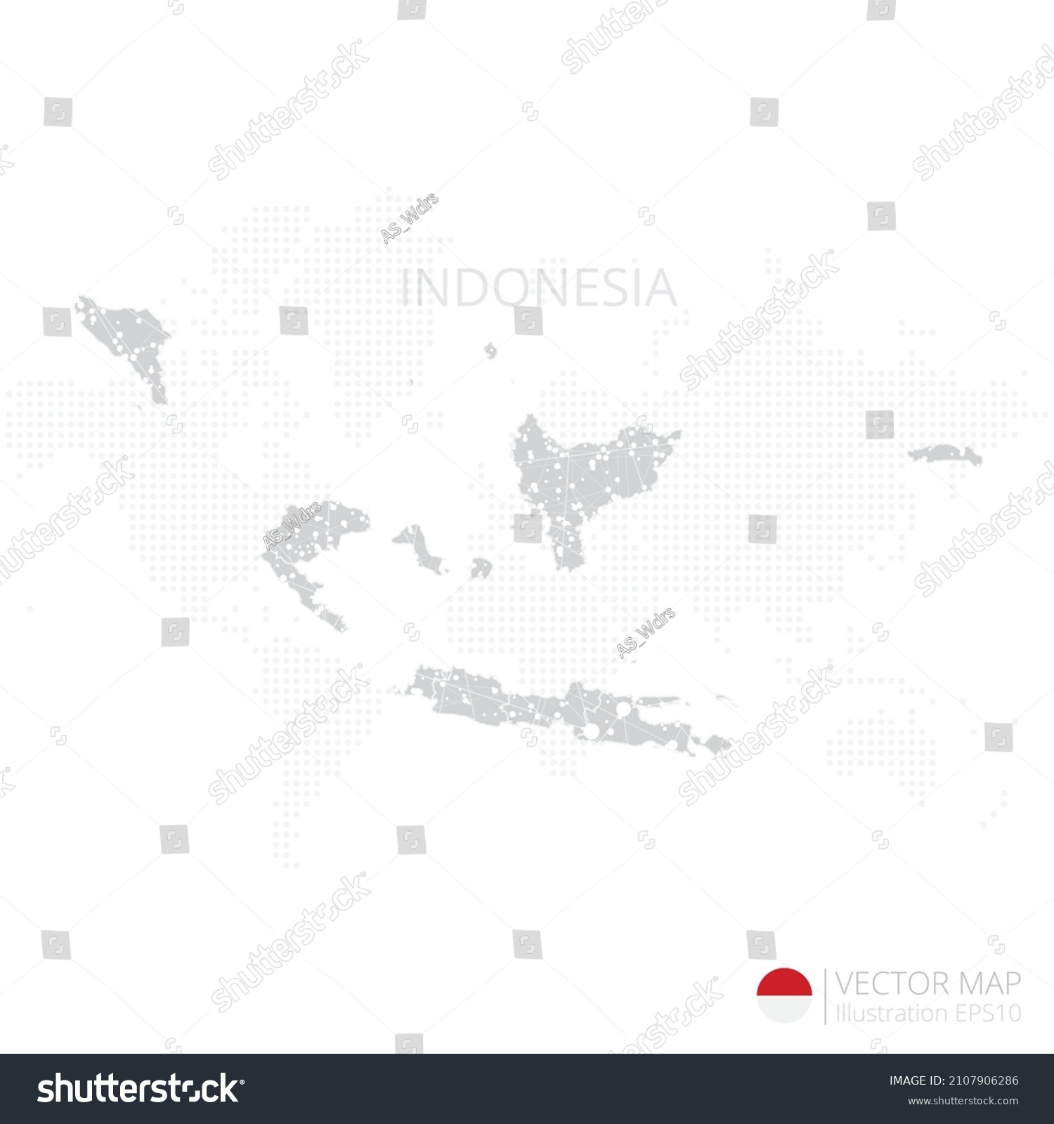 Indonesia Grey Map Isolated On White Stock Vector (Royalty Free) 2107906286