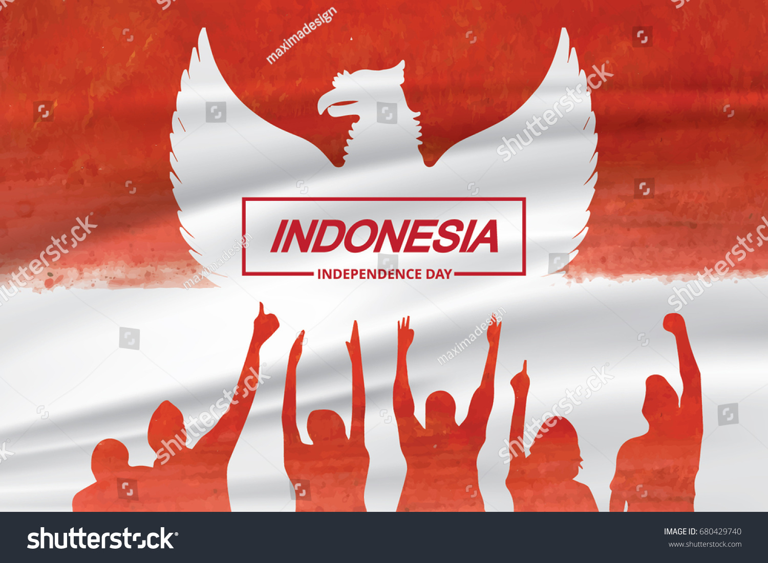 Indonesia Independence Day Celebration Flag People Stock Vector Royalty Free 680429740