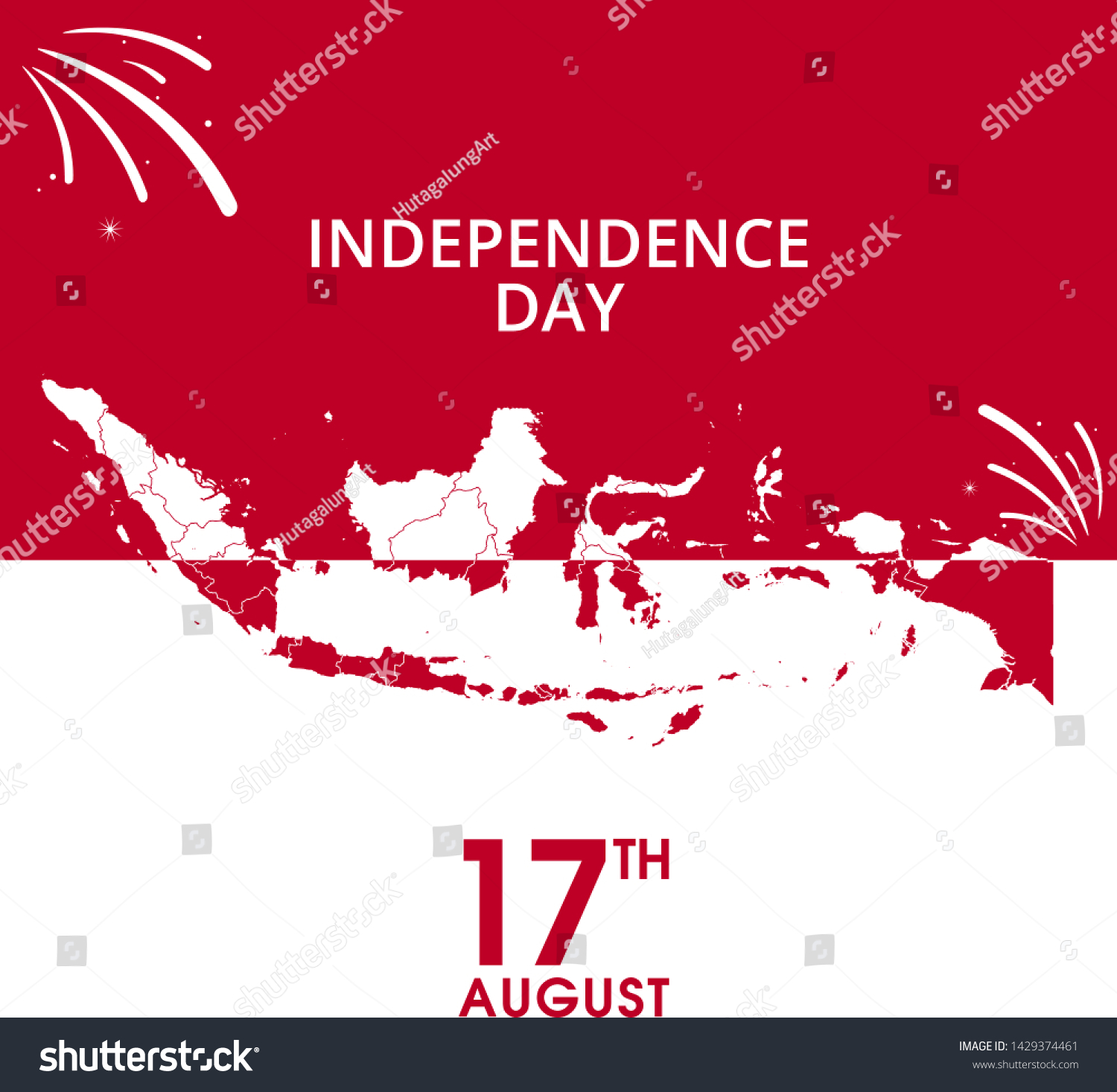 Indonesia Independence Day Poster Map Silhouette Stock Vector Royalty Free 1429374461