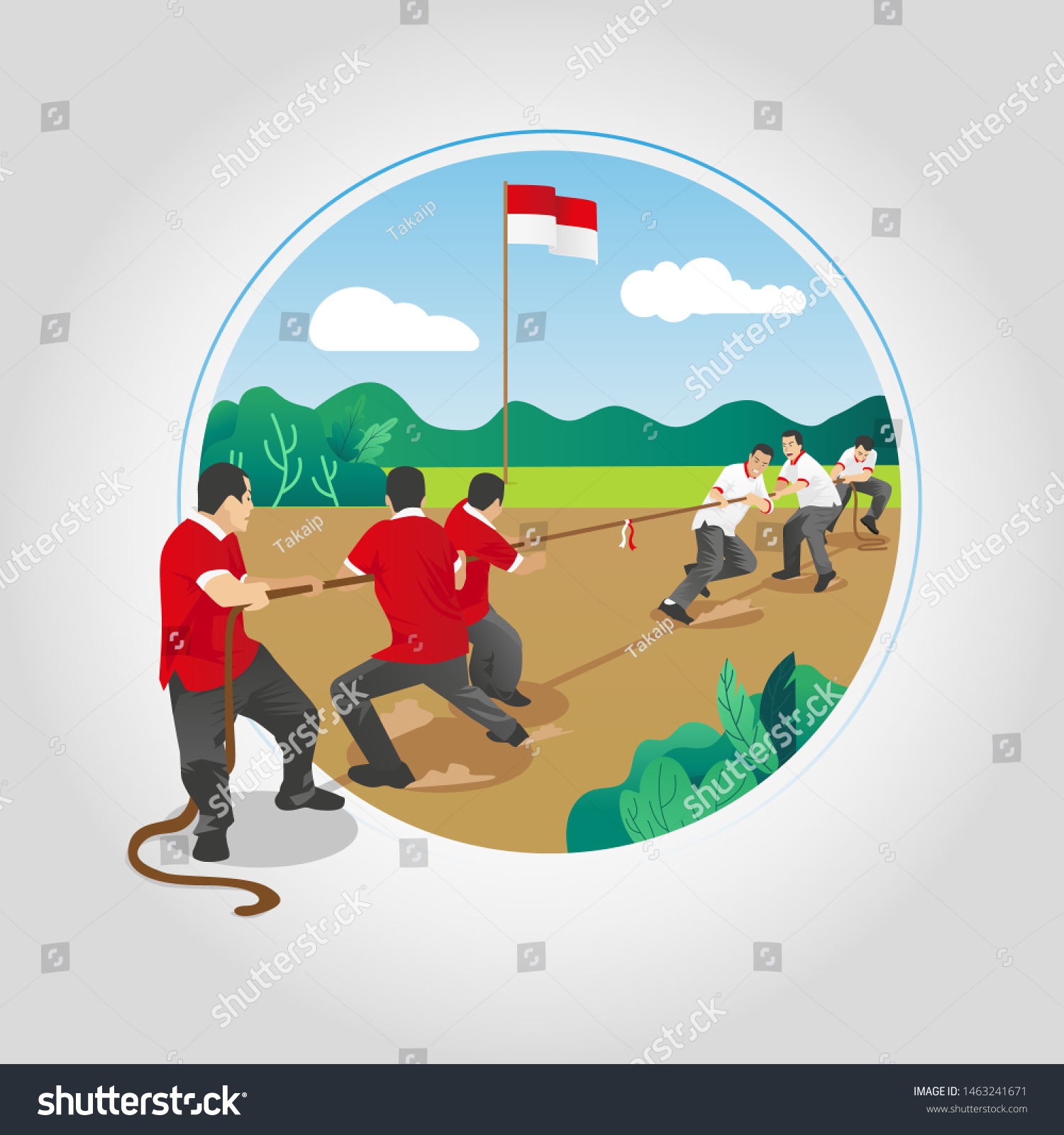 Indonesia Independence Tug War Games Stock Vector (royalty Free) 1463241671