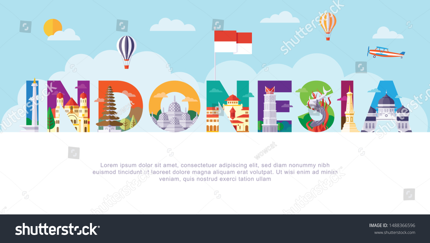 SVG of Indonesia Landmarks Flat Vector Illustration svg